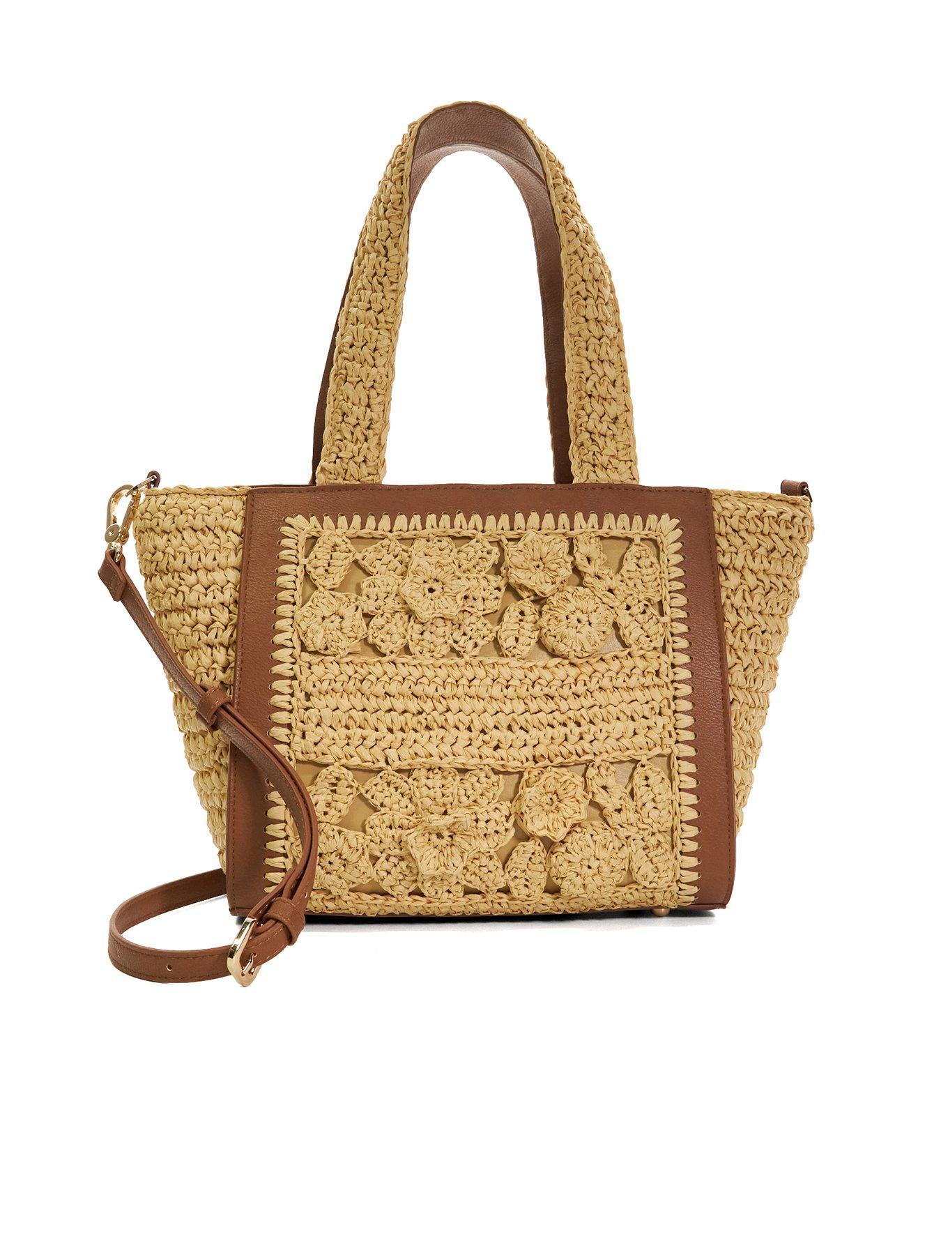 undefined Daisy Floral Detail Tote Bag - Natural
