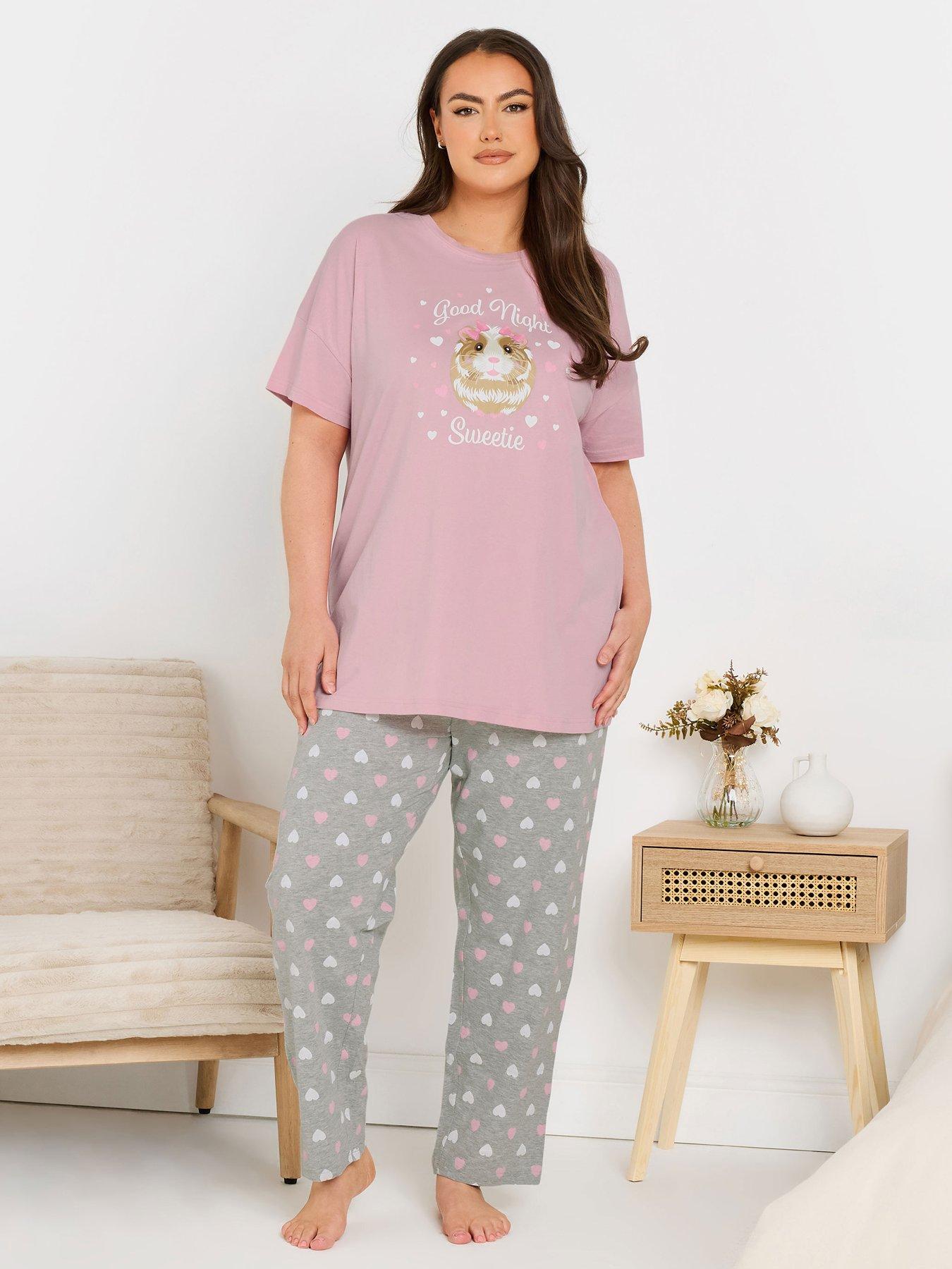 Image 1 of 4 of Yours Curve Good Night Guinea Pig Wide Leg Pj Set