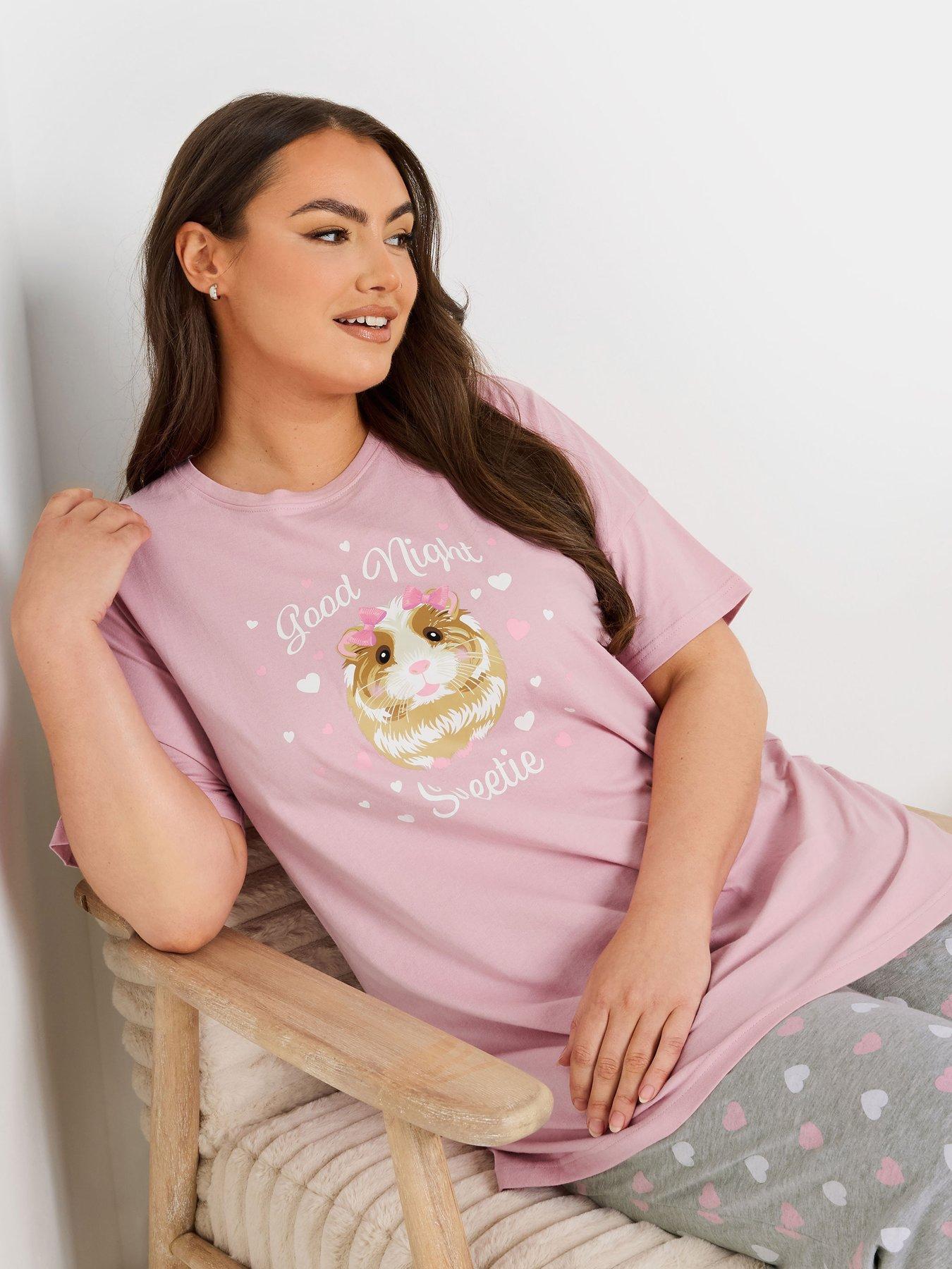 Image 4 of 4 of Yours Curve Good Night Guinea Pig Wide Leg Pj Set