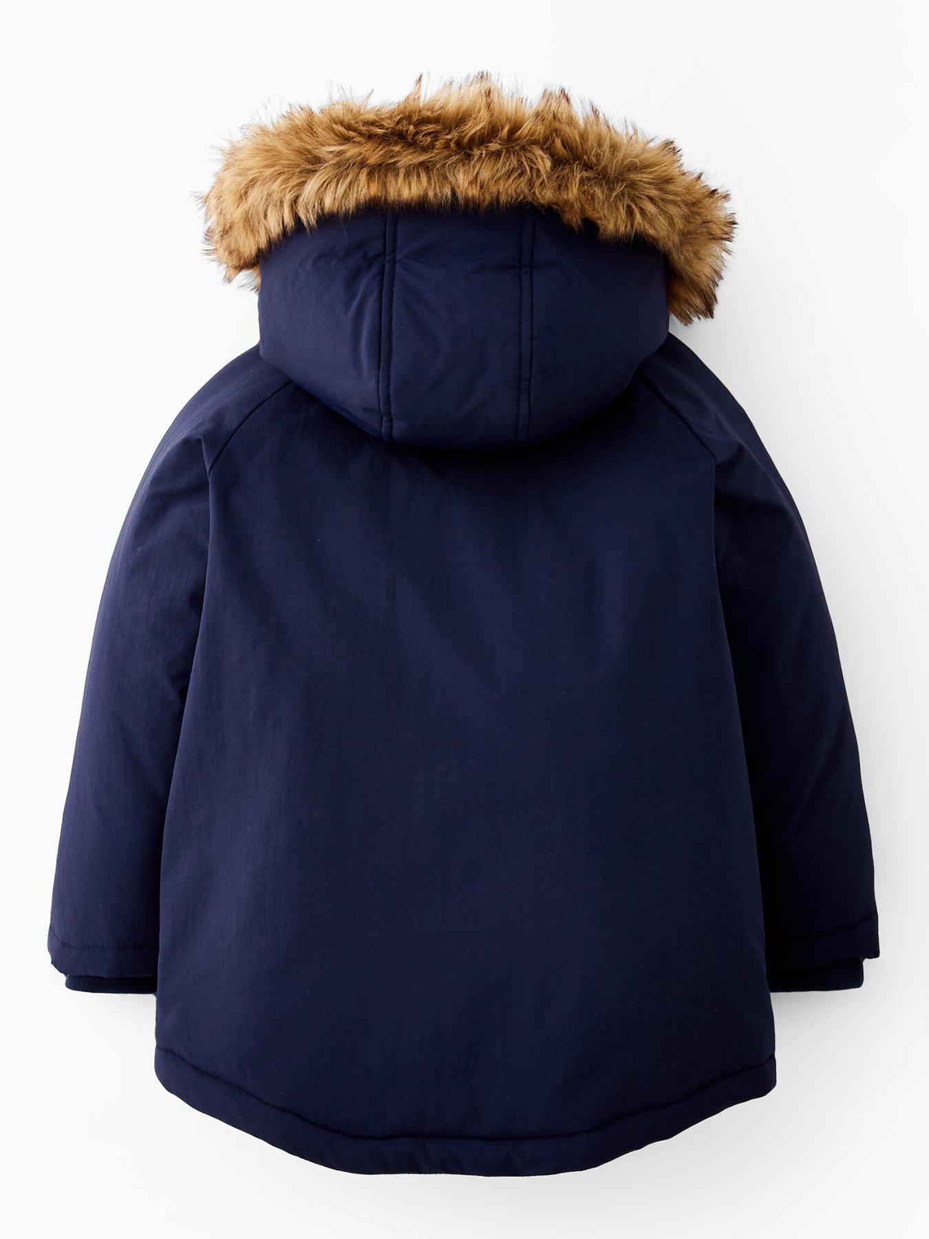 Image 2 of 4 of Mini V by Very Boys Fur Parker Coat - Navy