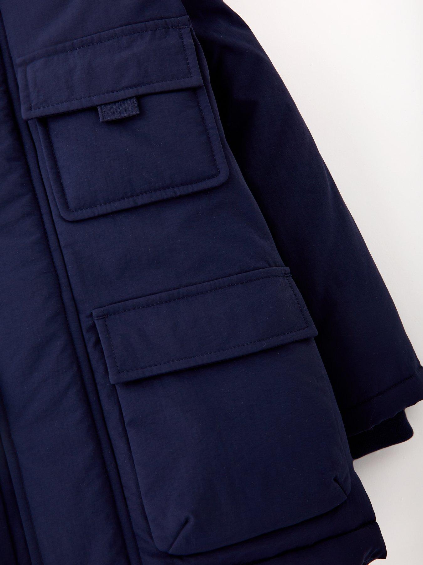 Image 3 of 4 of Mini V by Very Boys Fur Parker Coat - Navy