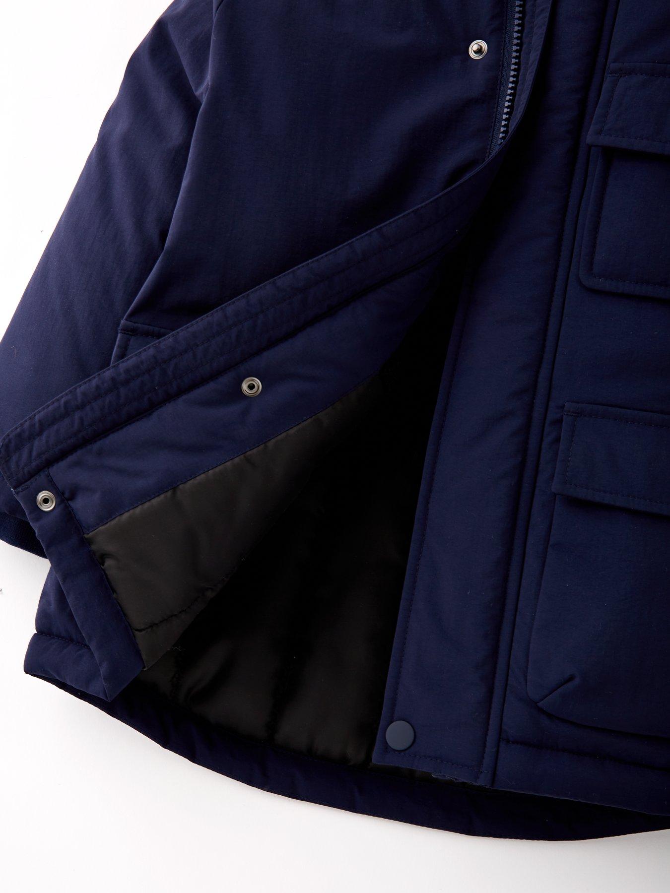 Image 4 of 4 of Mini V by Very Boys Fur Parker Coat - Navy