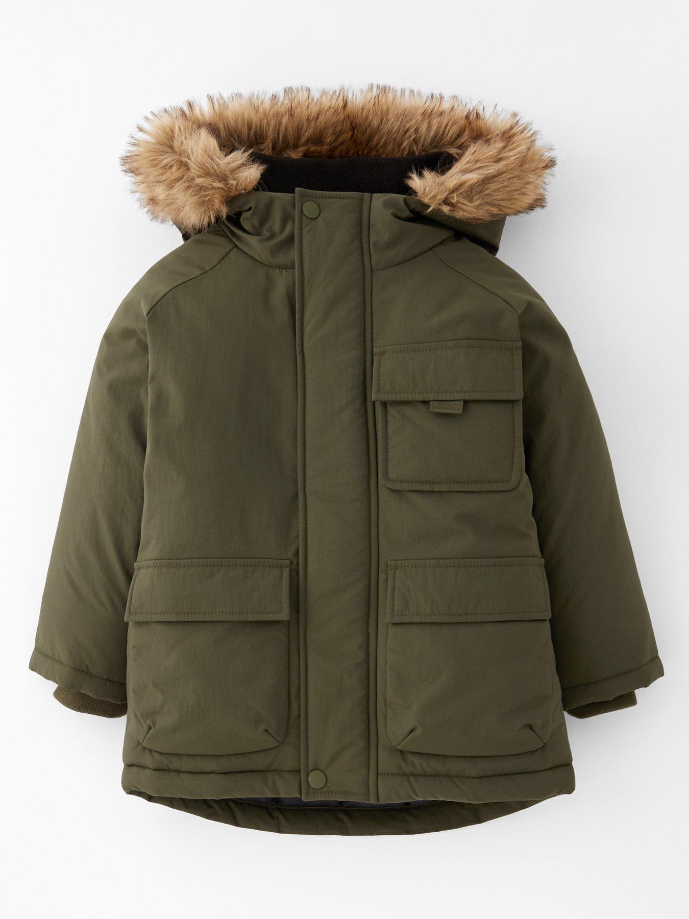 Image 1 of 4 of Mini V by Very Boys Fur Parka Coat