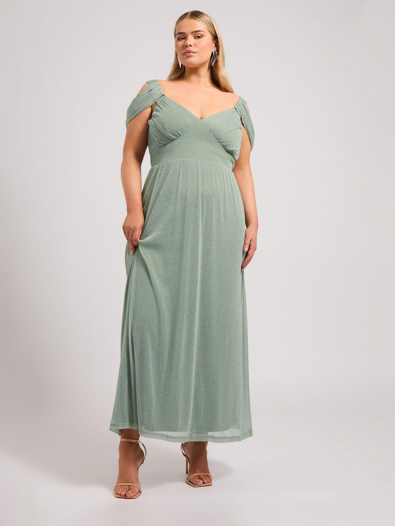 Soft Army Green Knit Dress Cold Shoulder