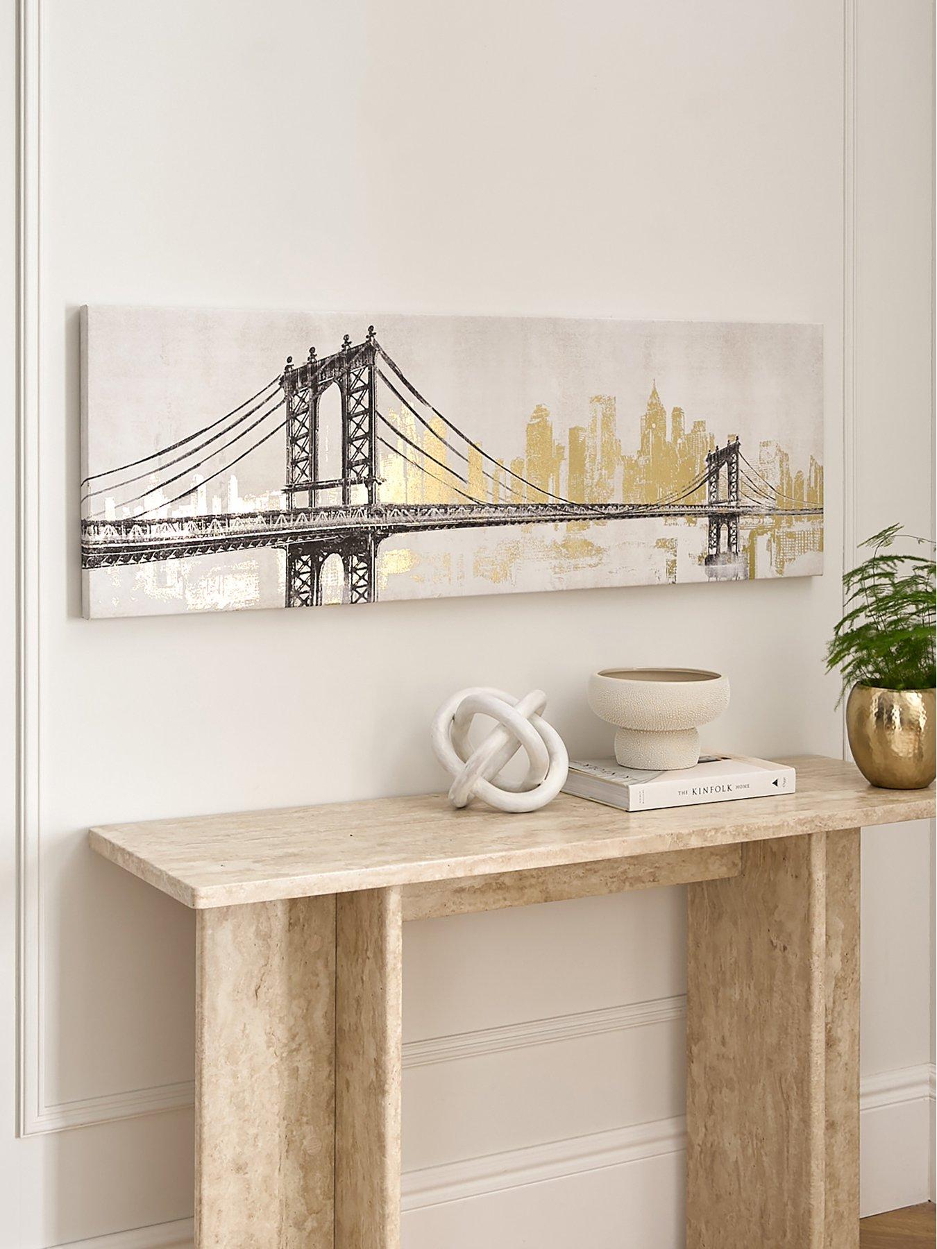 Very Home Brooklyn Bridge Printed Canvas with Gold Foil 40x120cm - FSC® Certified
