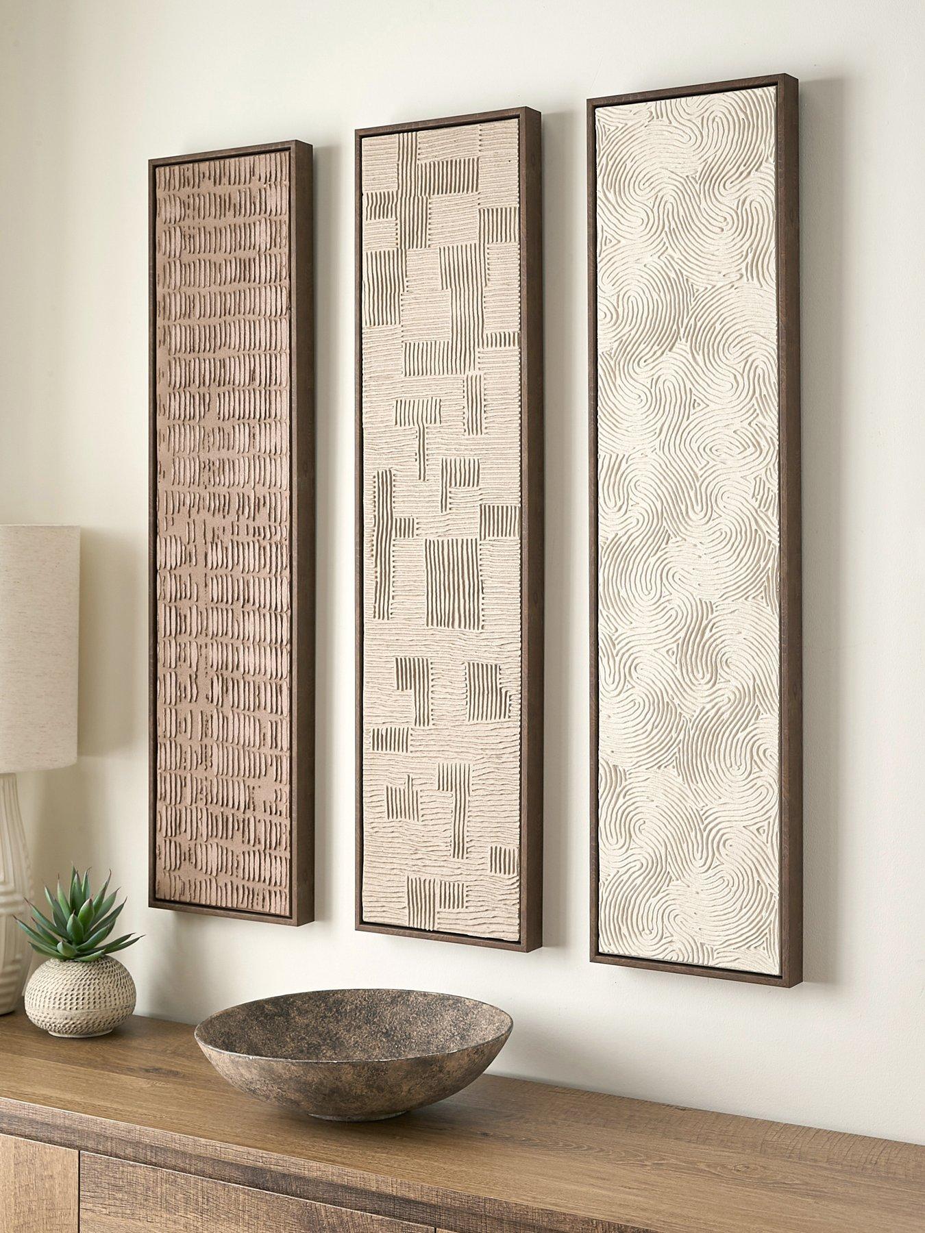undefined Set of 3 Long Capped Canvas with Hand Paint 25x100cm - FSC® Certified