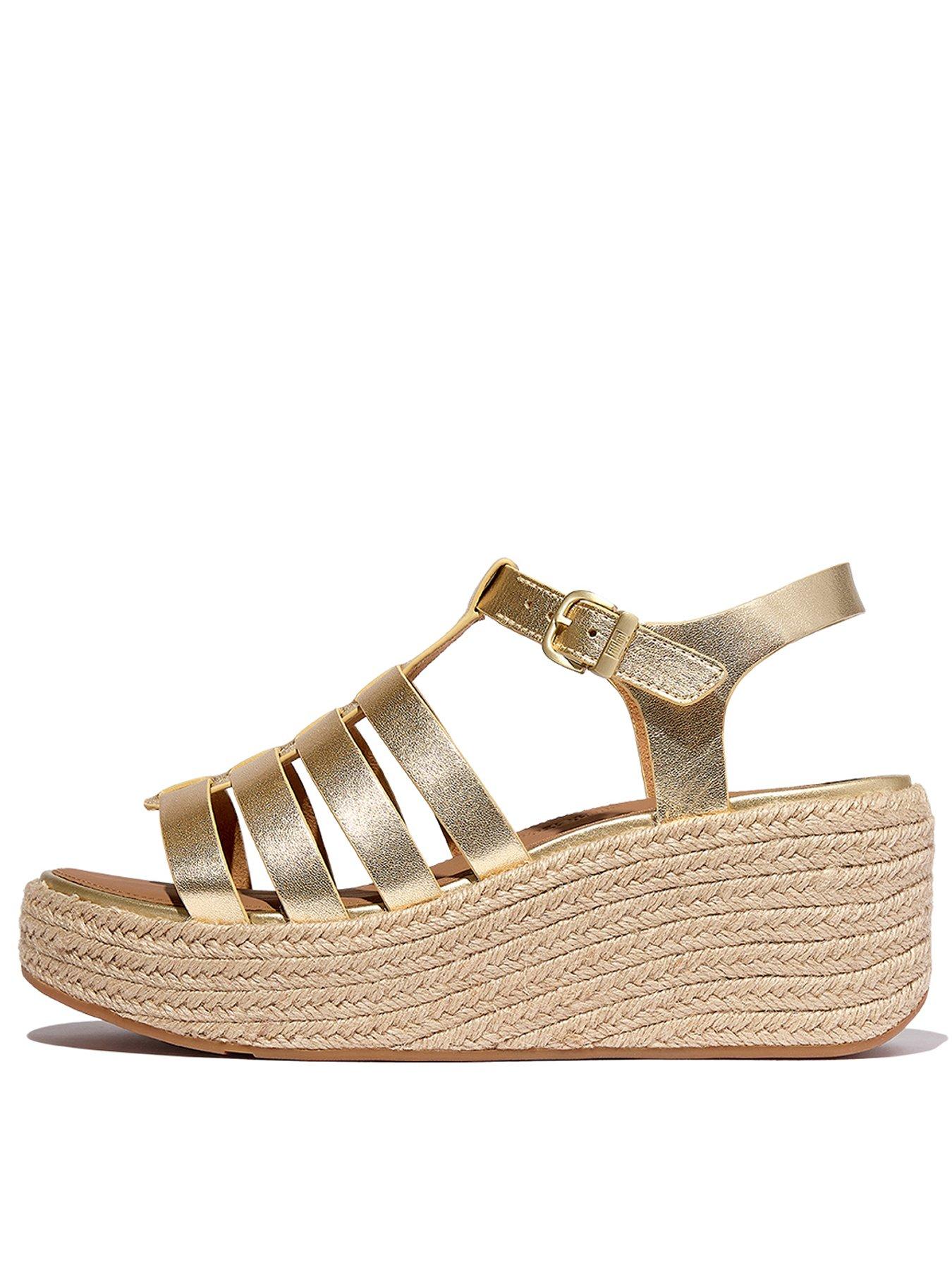 undefined Platfforms Espadrille Leather Fisherman Wedge Sandals - Platino