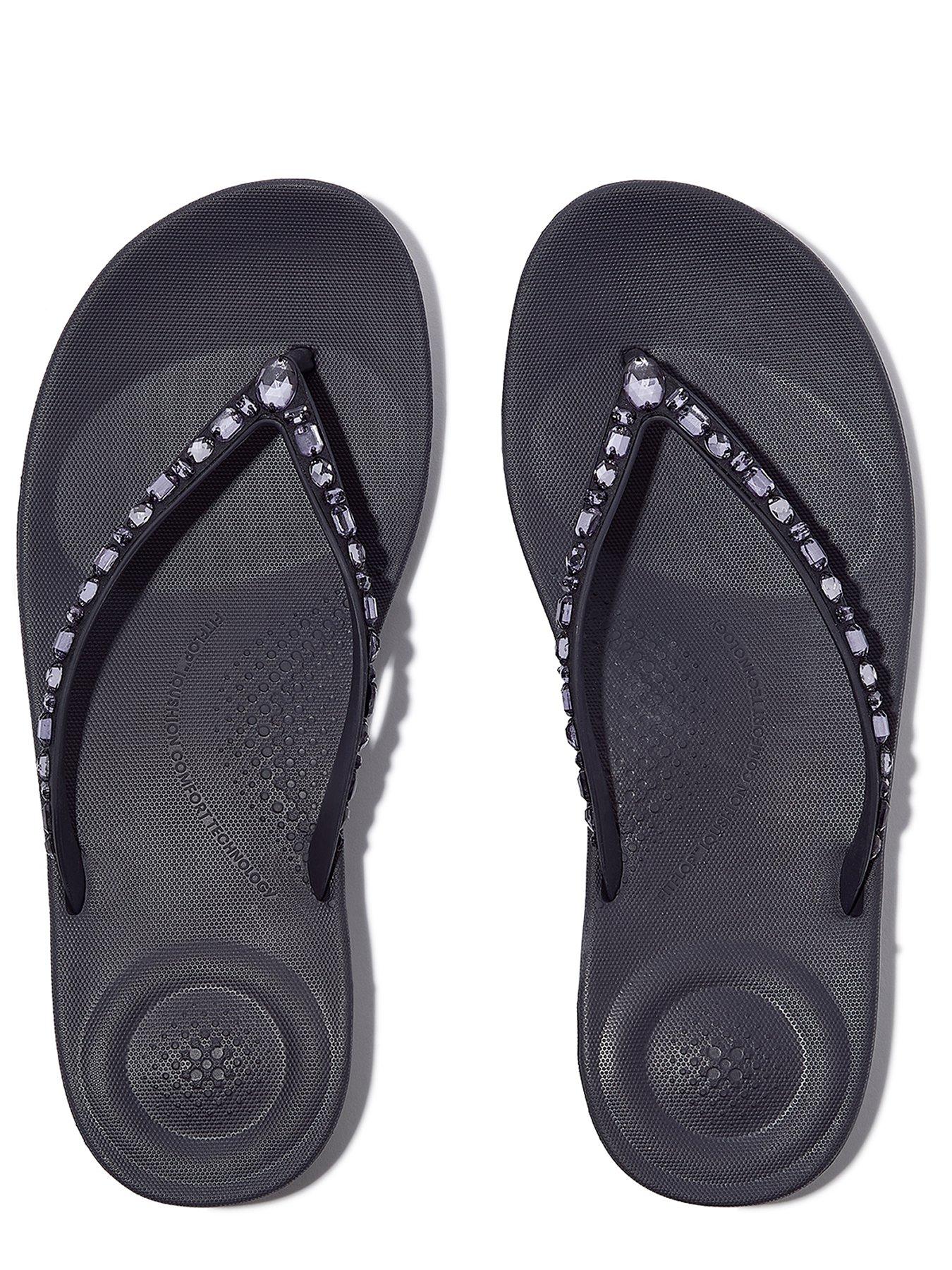 FitFlop Iqushion Multi-crystal Ergonomic Flip-flops Midnight