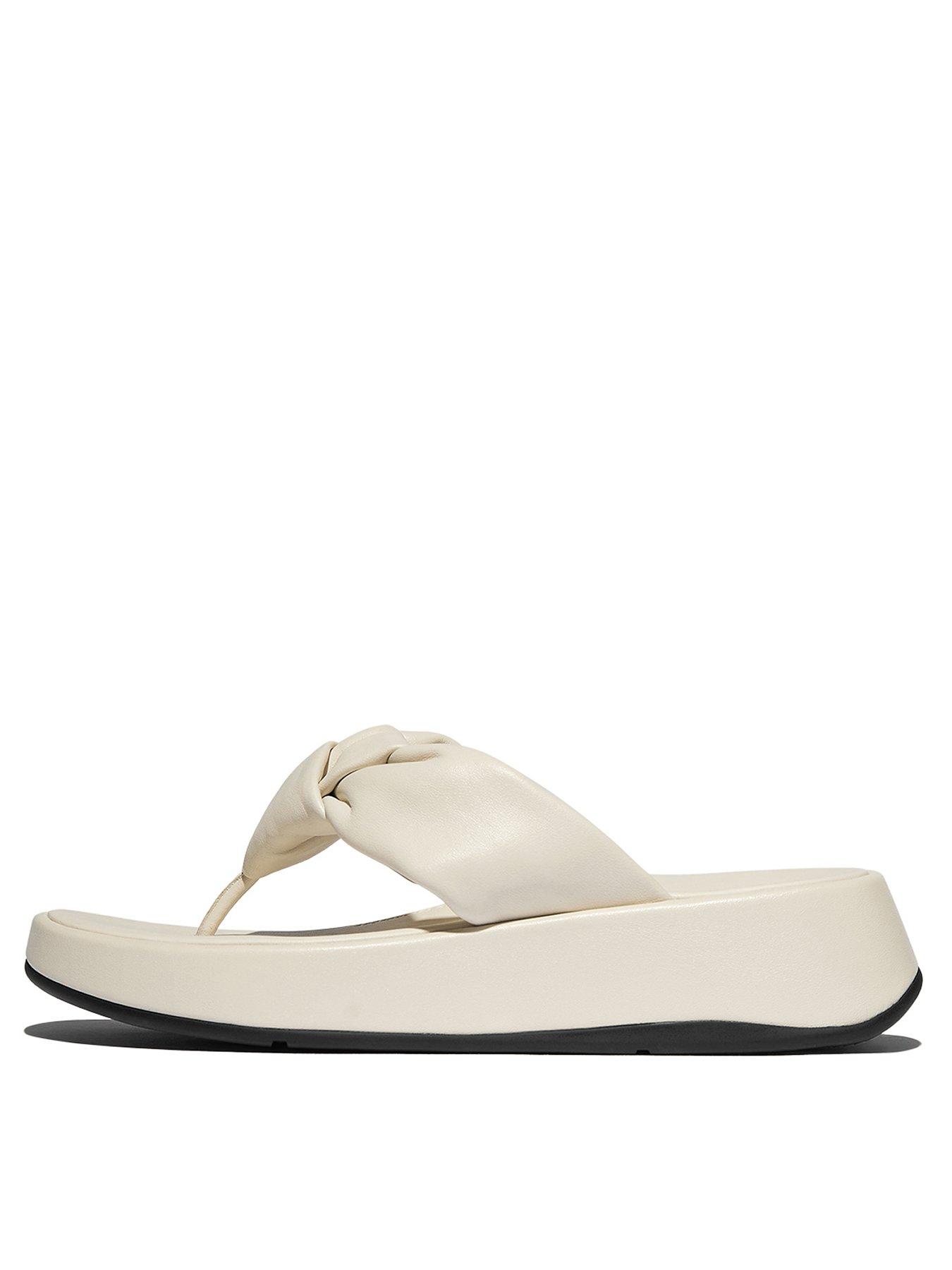 undefined F-mode Knot Soft-leather Flatform Toe-post Sandals - Paris Beige
