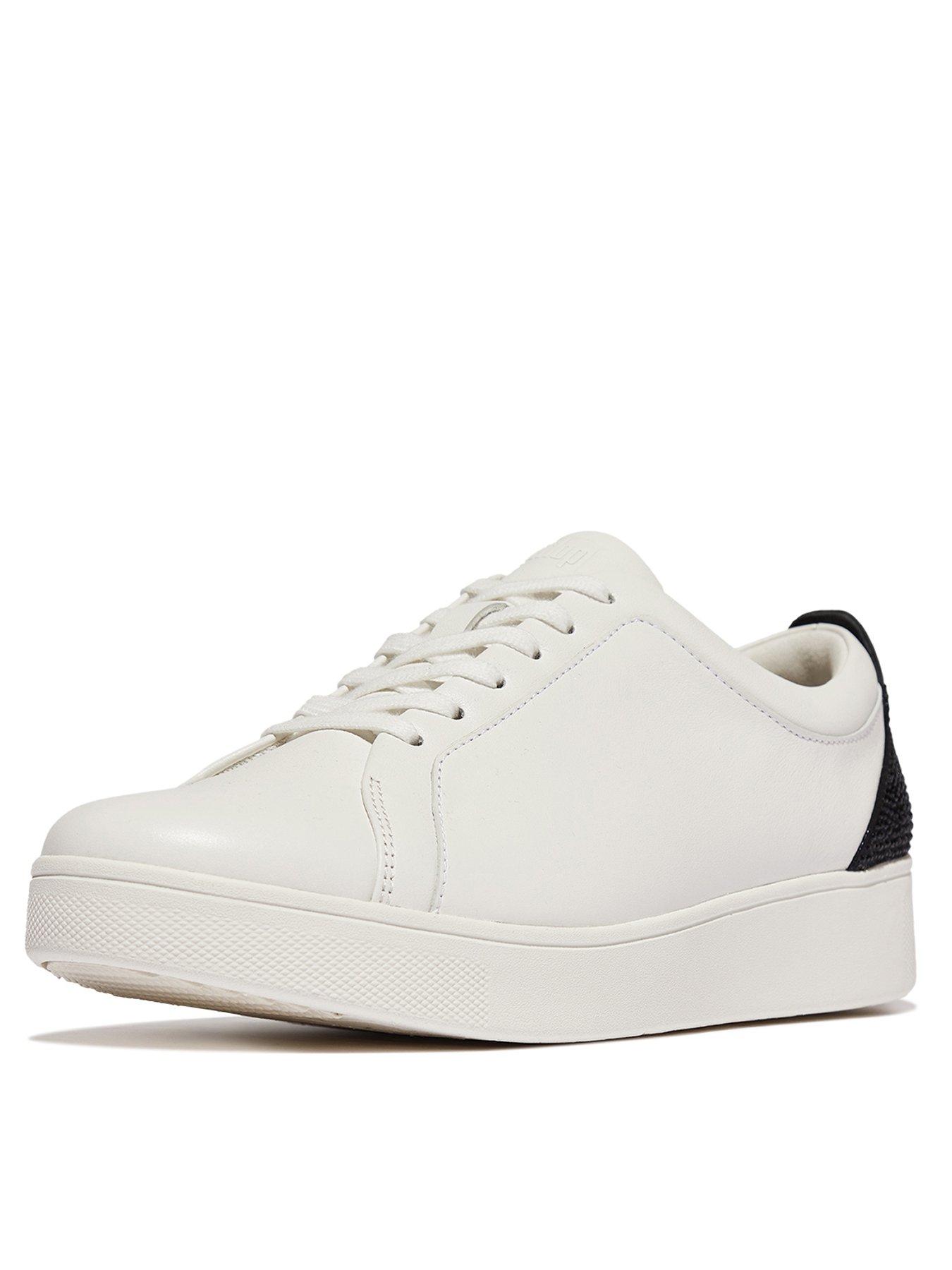 Image 3 of 5 of FitFlop Rally Crystal Backtab Leather Trainer - White