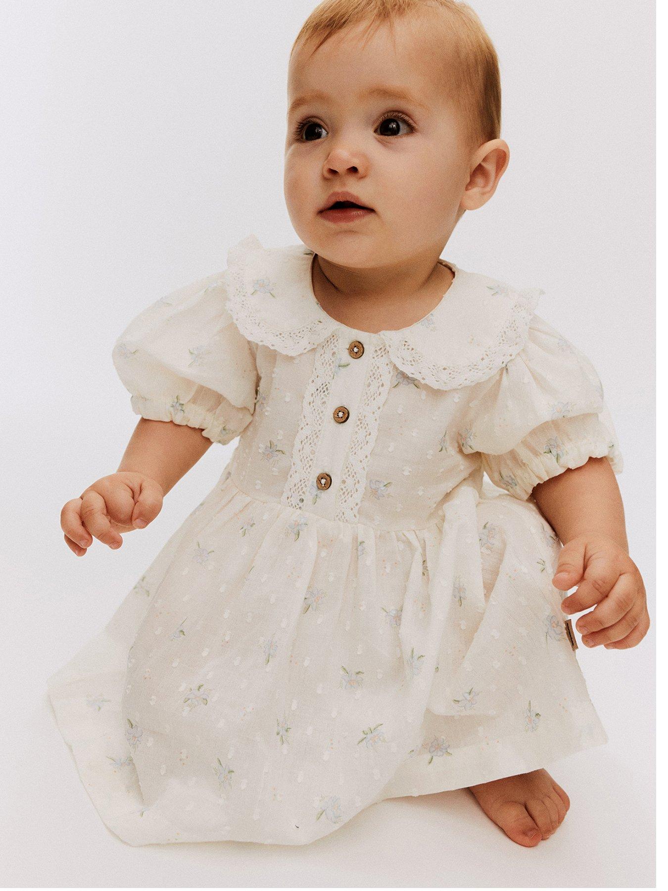 Wheat Baby Girls Adele Short Sleeve Dress - Cream
