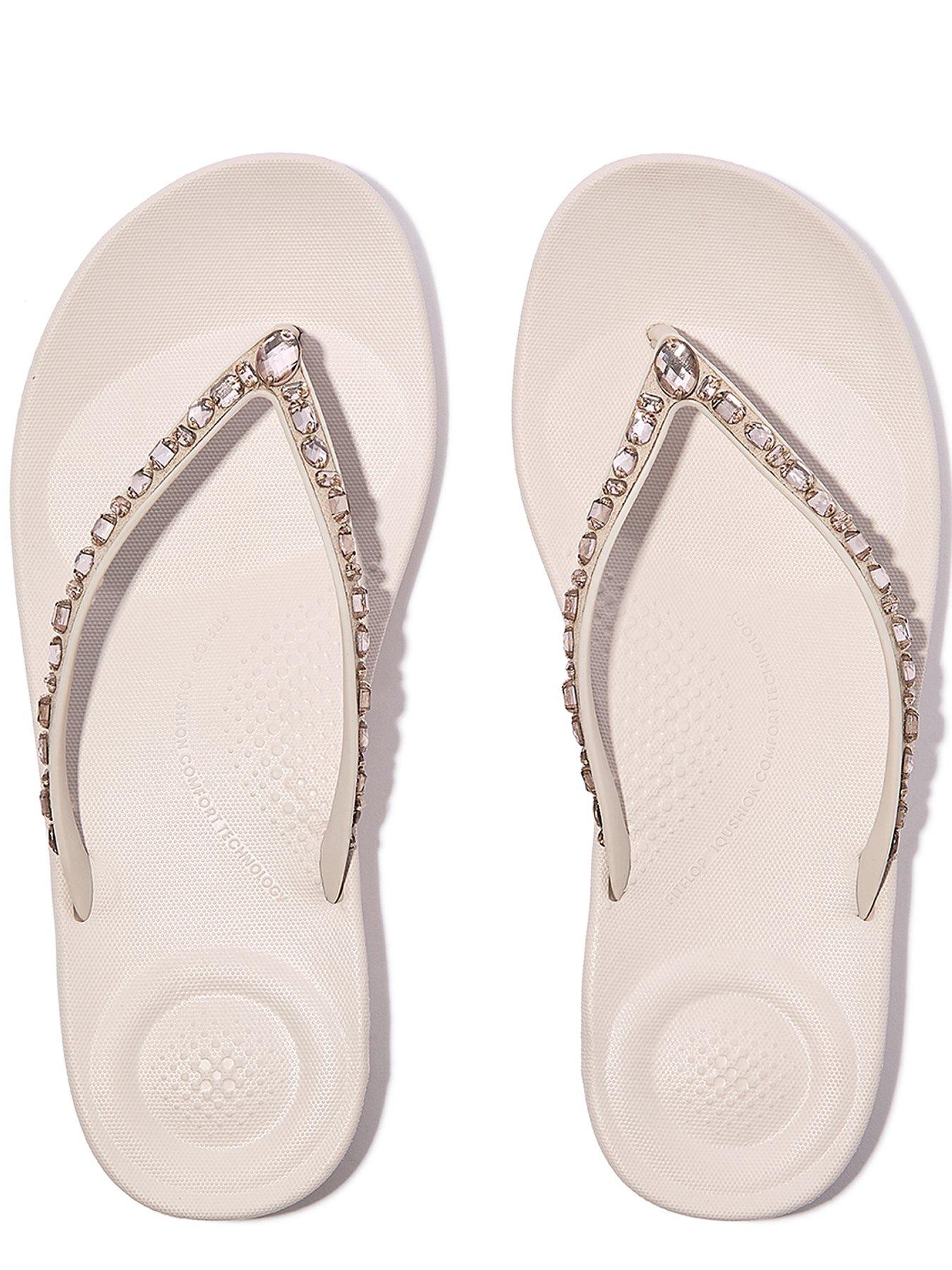 Image 3 of 5 of FitFlop Iqushion Multi-crystal Ergonomic Flip-flops - Nude Rose
