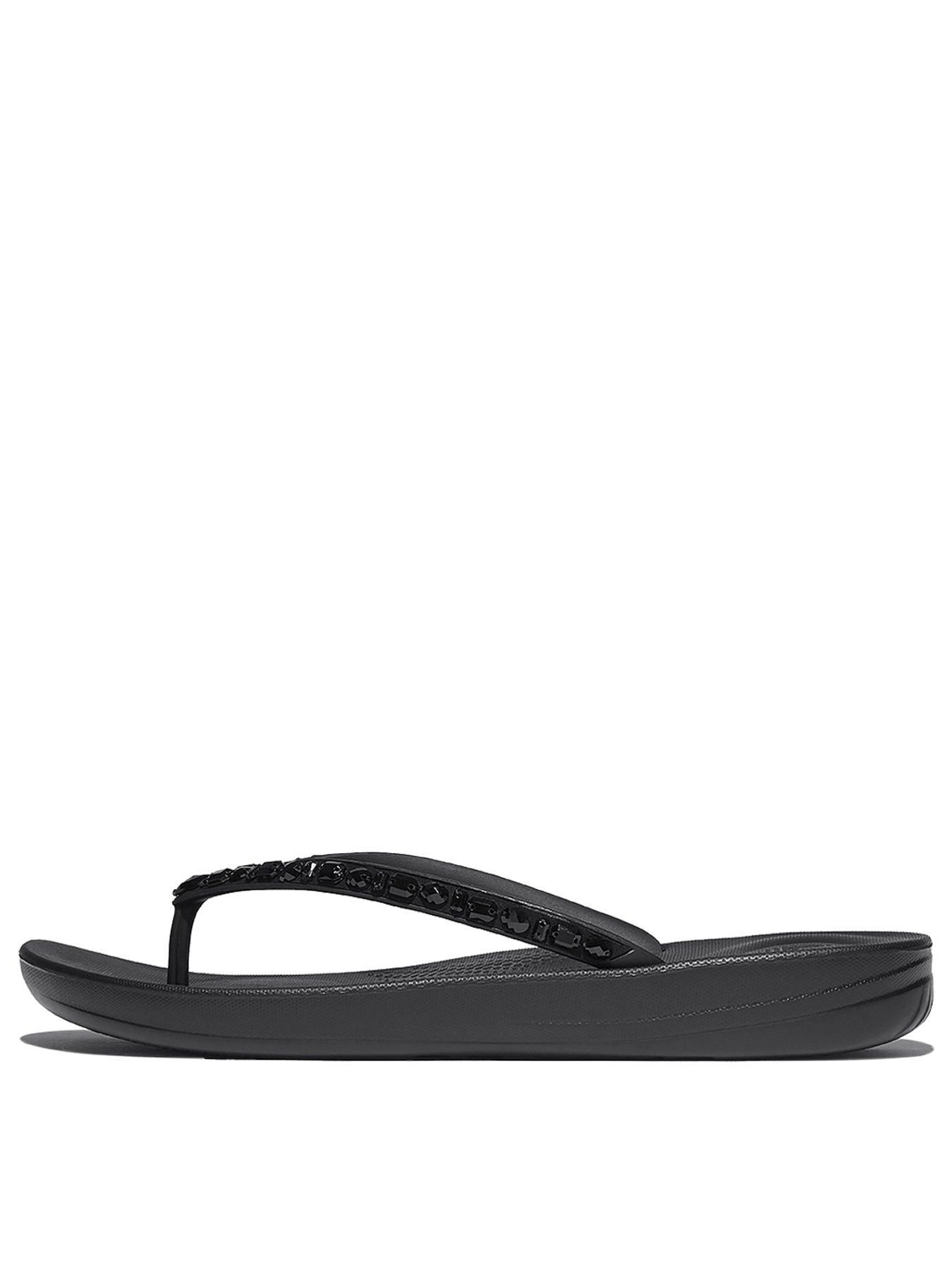 undefined Iqushion Multi-crystal Ergonomic Flip-flops - All Black