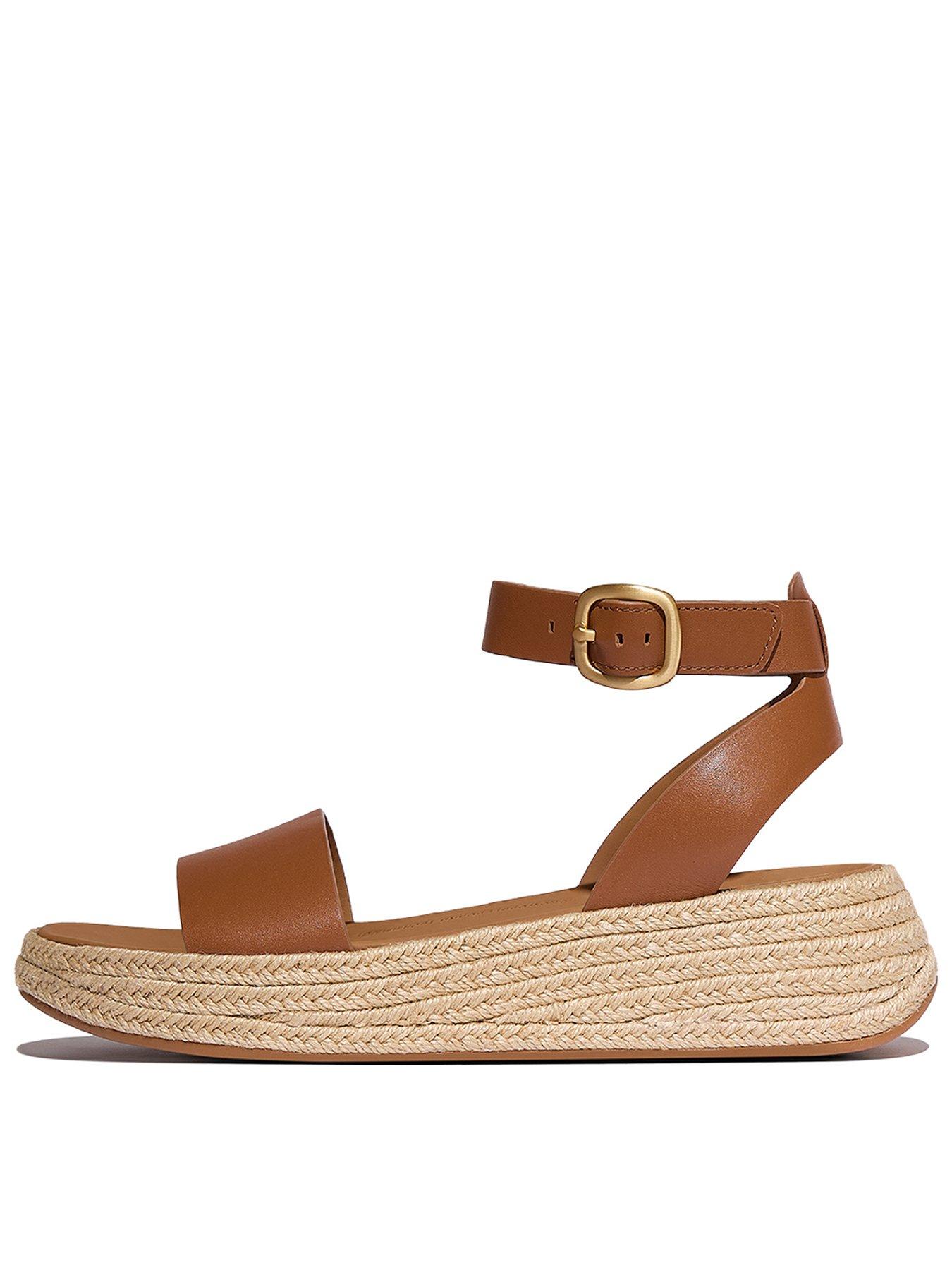 undefined F-mode Espadrille Leather Flatform A/strap Sandals - Deep Tan