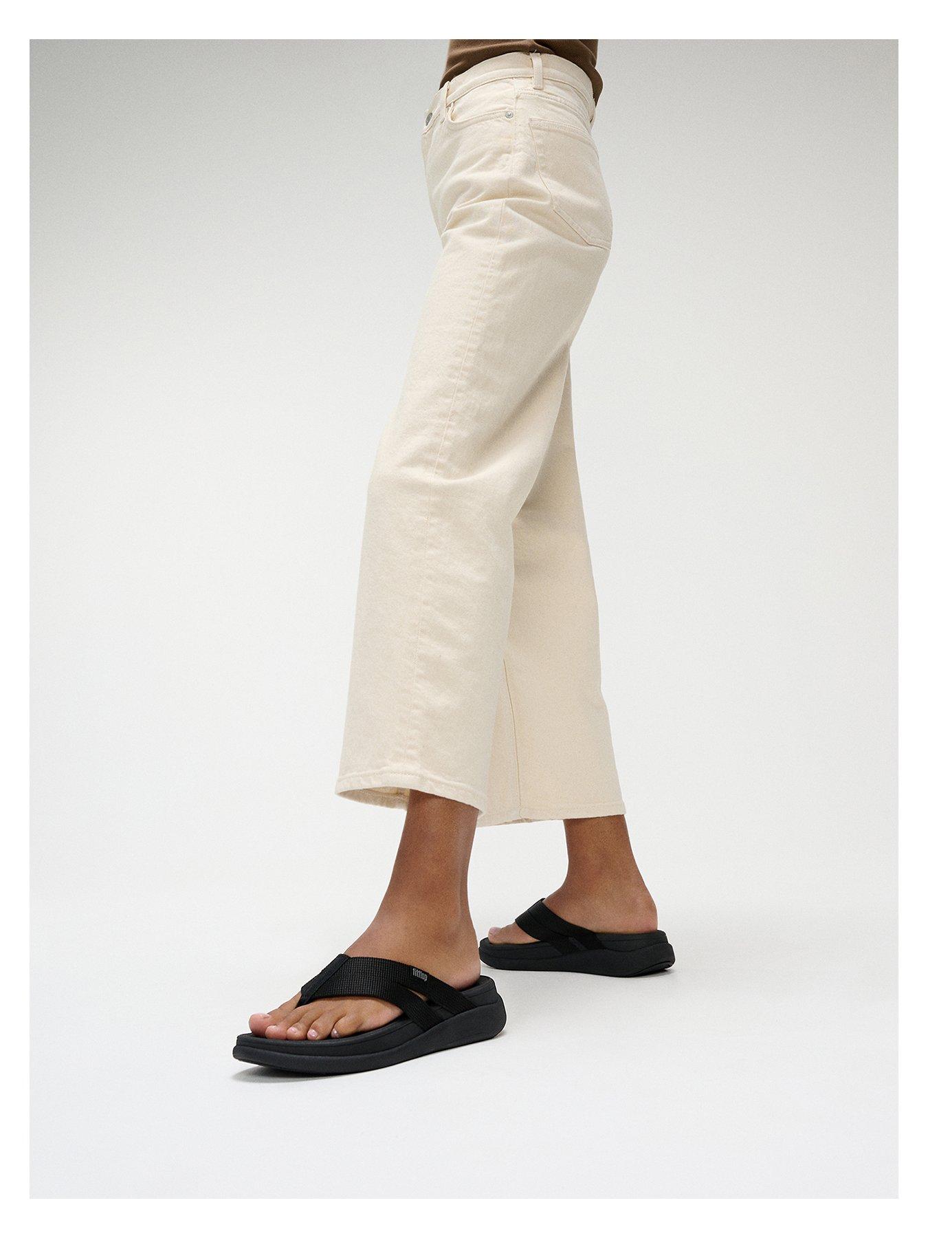 Image 5 of 5 of FitFlop F-Mode Go Webbing Flatform Strappy Flip-Flops - Black