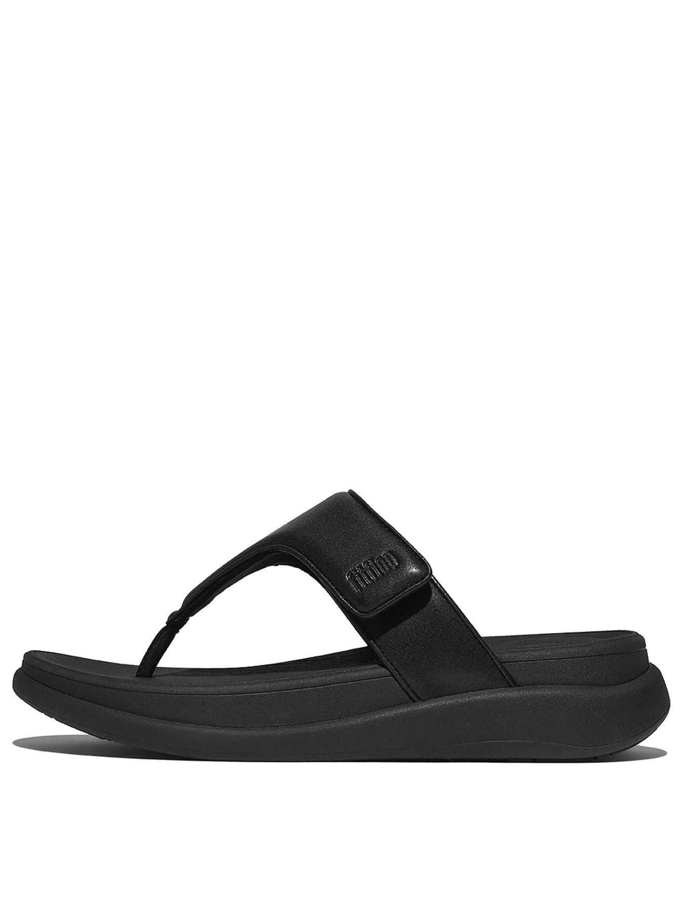 undefined F-mode Go Adjustable Flatform Toe-post Sandals - All Black