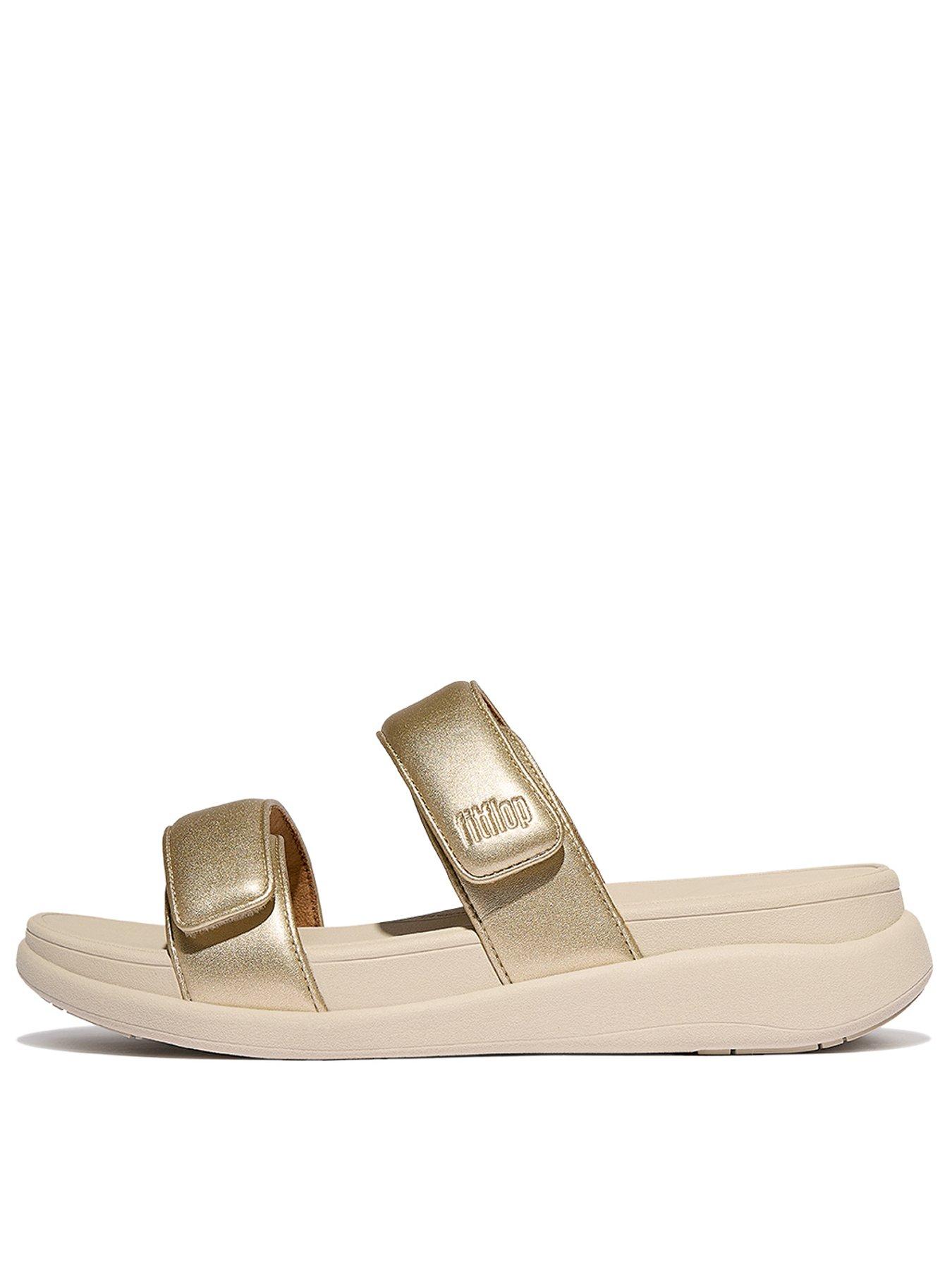 Image 1 of 4 of FitFlop F-mode Go Adjustable Flatform Two-bar Slides - Platino