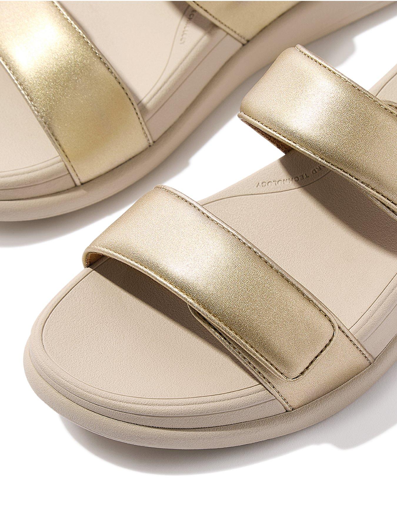 Image 4 of 4 of FitFlop F-mode Go Adjustable Flatform Two-bar Slides - Platino