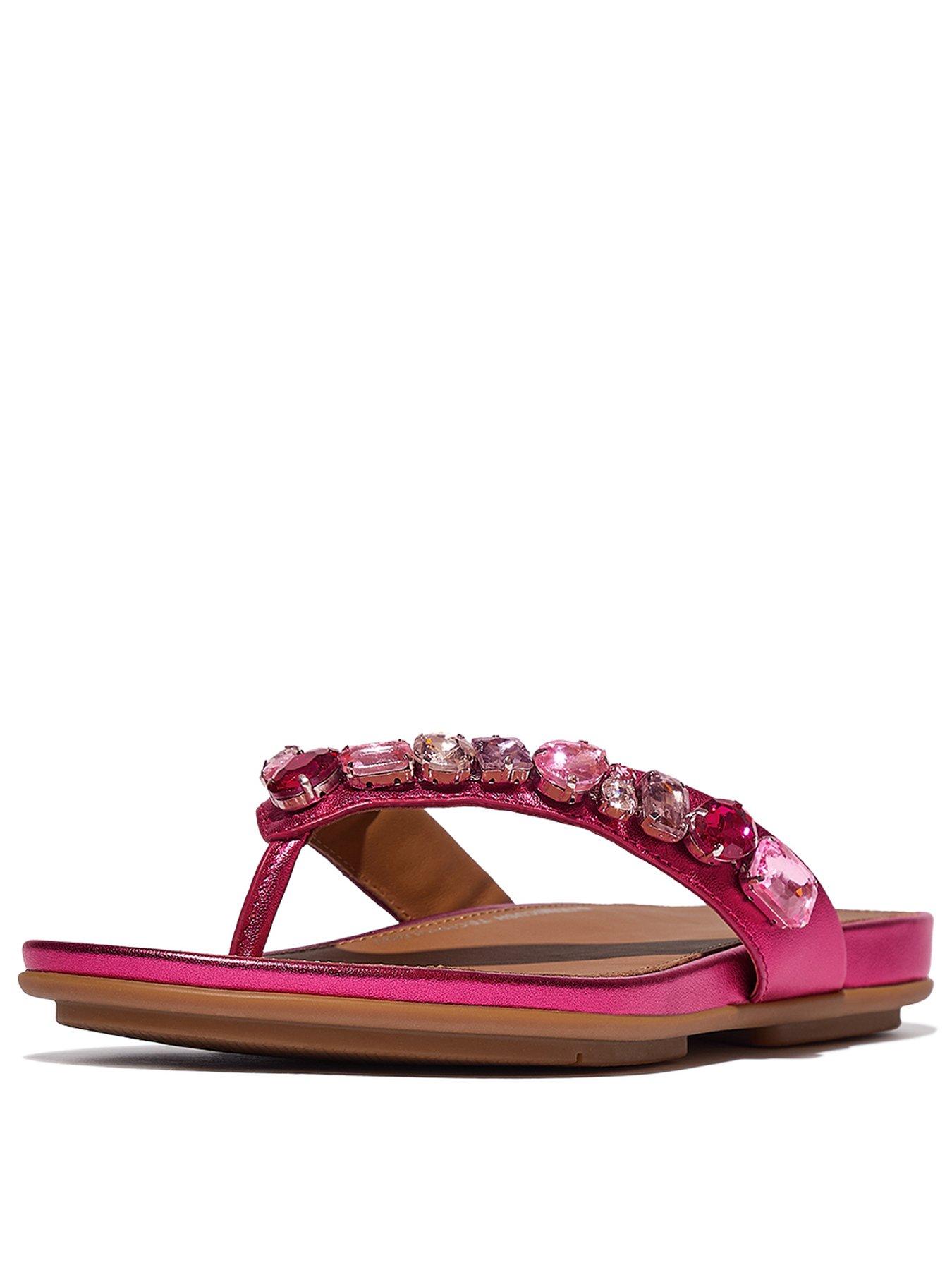 Image 2 of 5 of FitFlop Gracie Jewel-deluxe Metallic-leather Flip-flops - Metallic Wild Raspberry