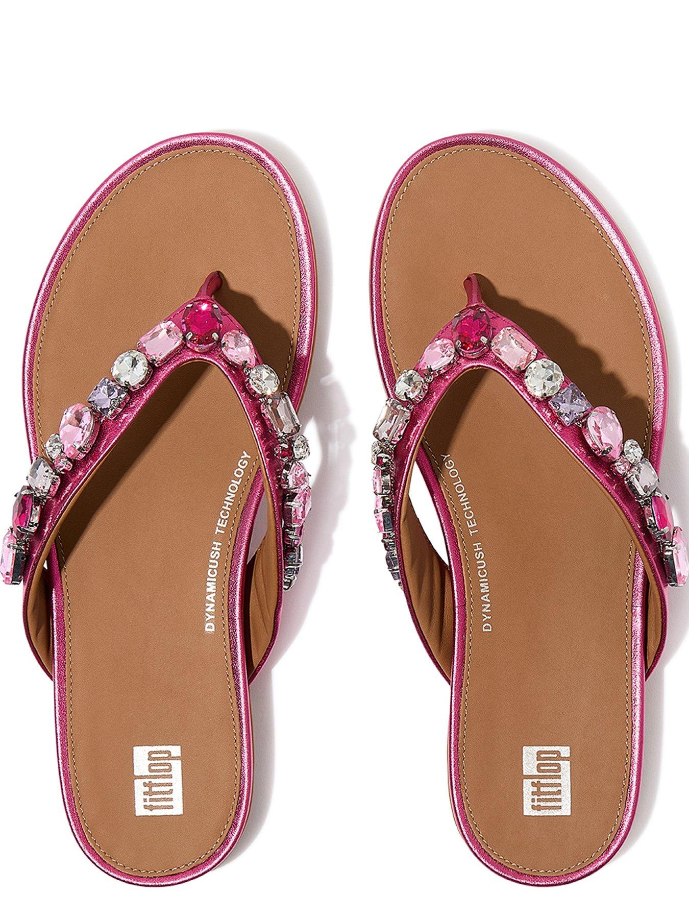 Image 4 of 5 of FitFlop Gracie Jewel-deluxe Metallic-leather Flip-flops - Metallic Wild Raspberry