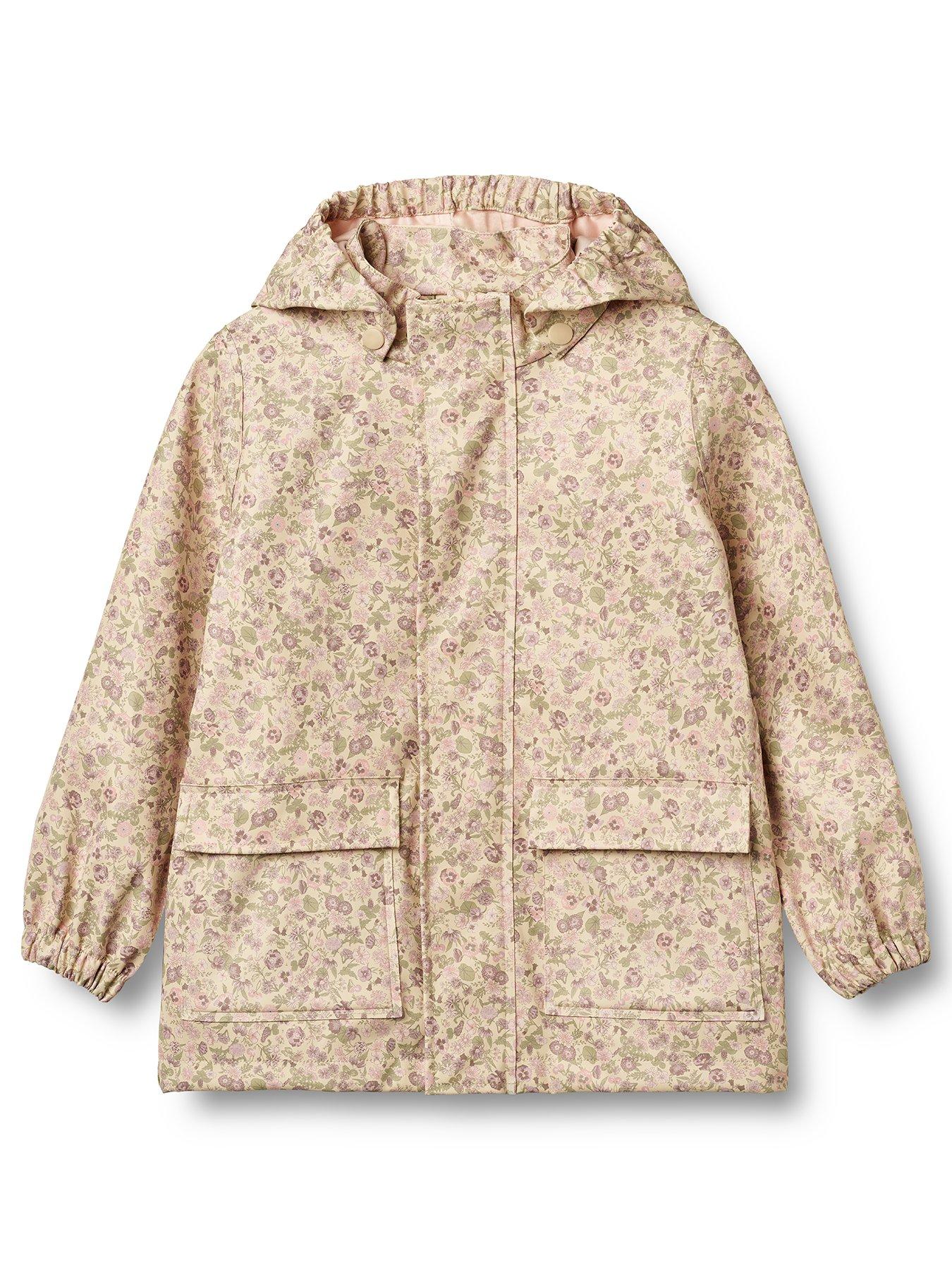 undefined Girls Printed Rain Jacket - Cream