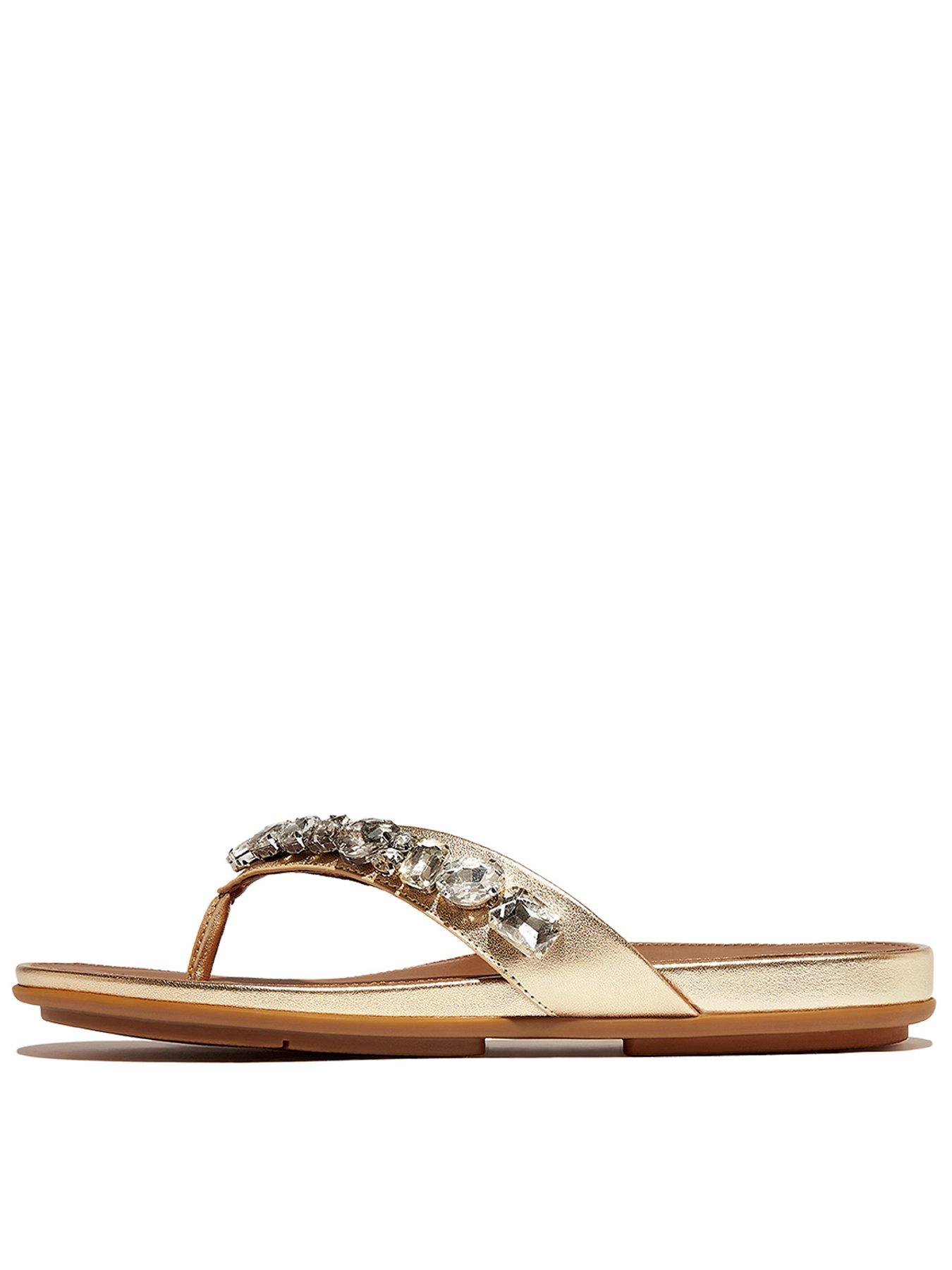 undefined Gracie Jewel-deluxe Metallic-leather Flip-flops - Platino
