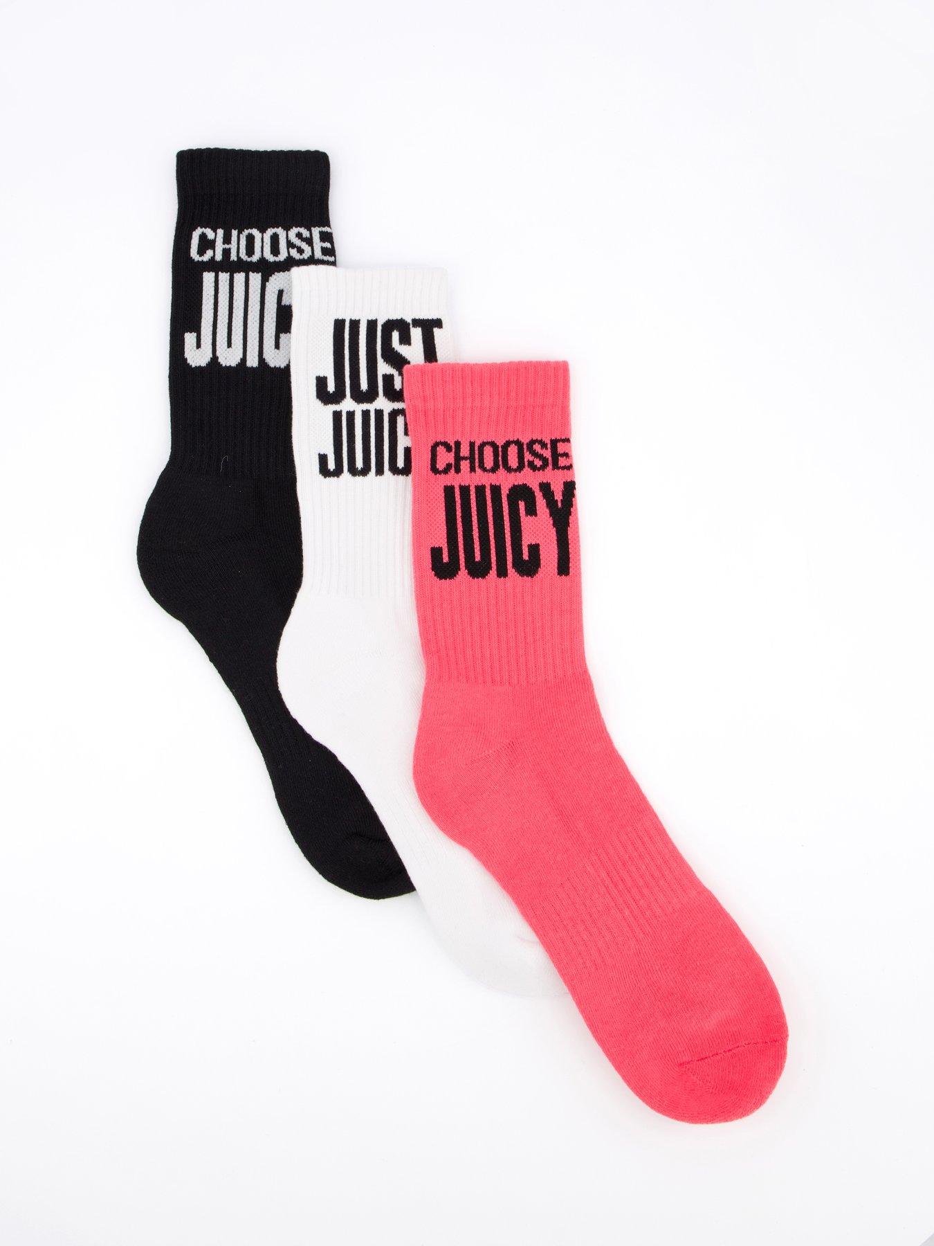Image of Juicy Couture Ribbed 3-pack Choose Juicy Logo Ankle Sock - Multi