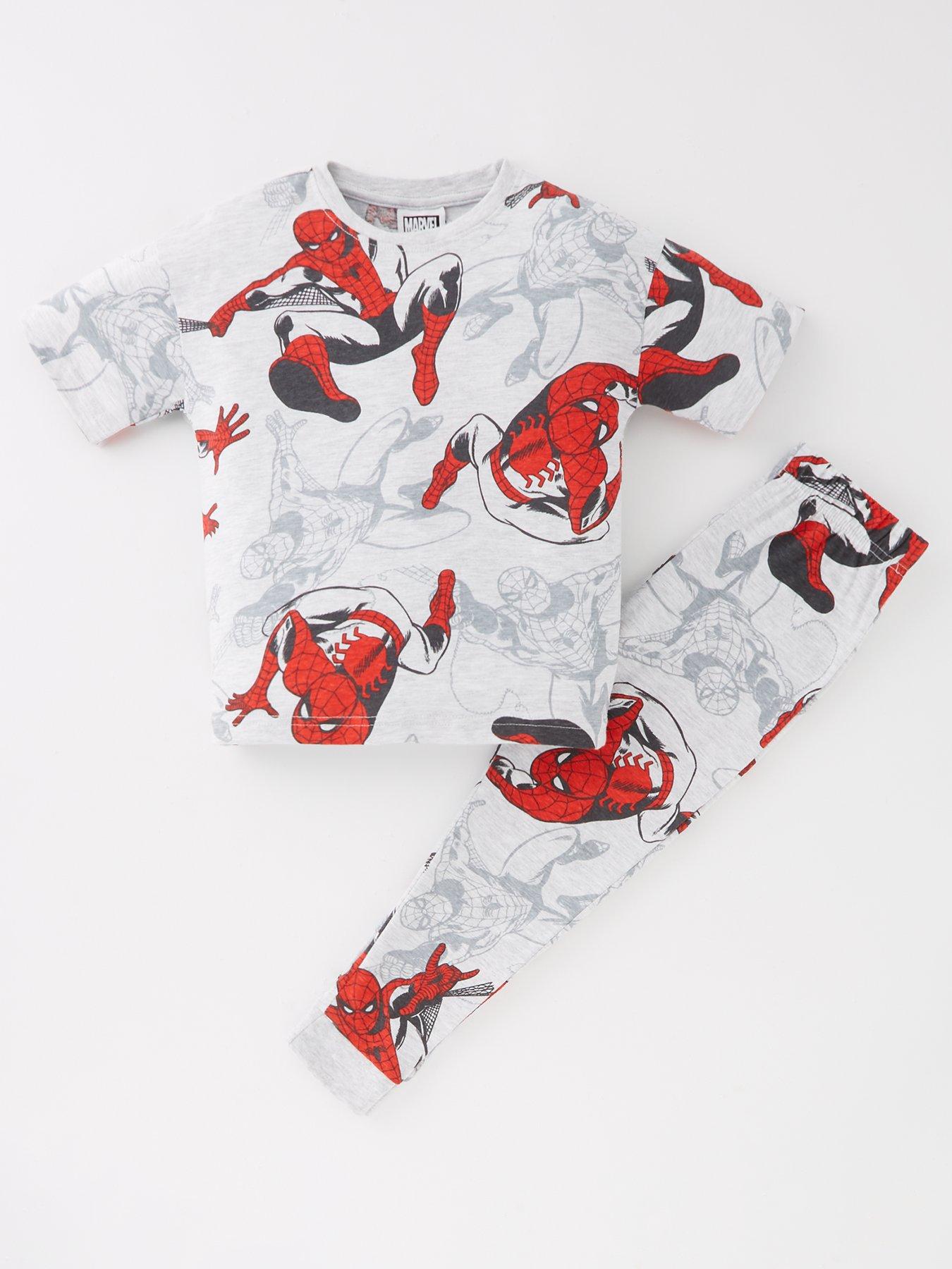 undefined Spiderman All Over Print Short Sleeve Pyjamas - Grey