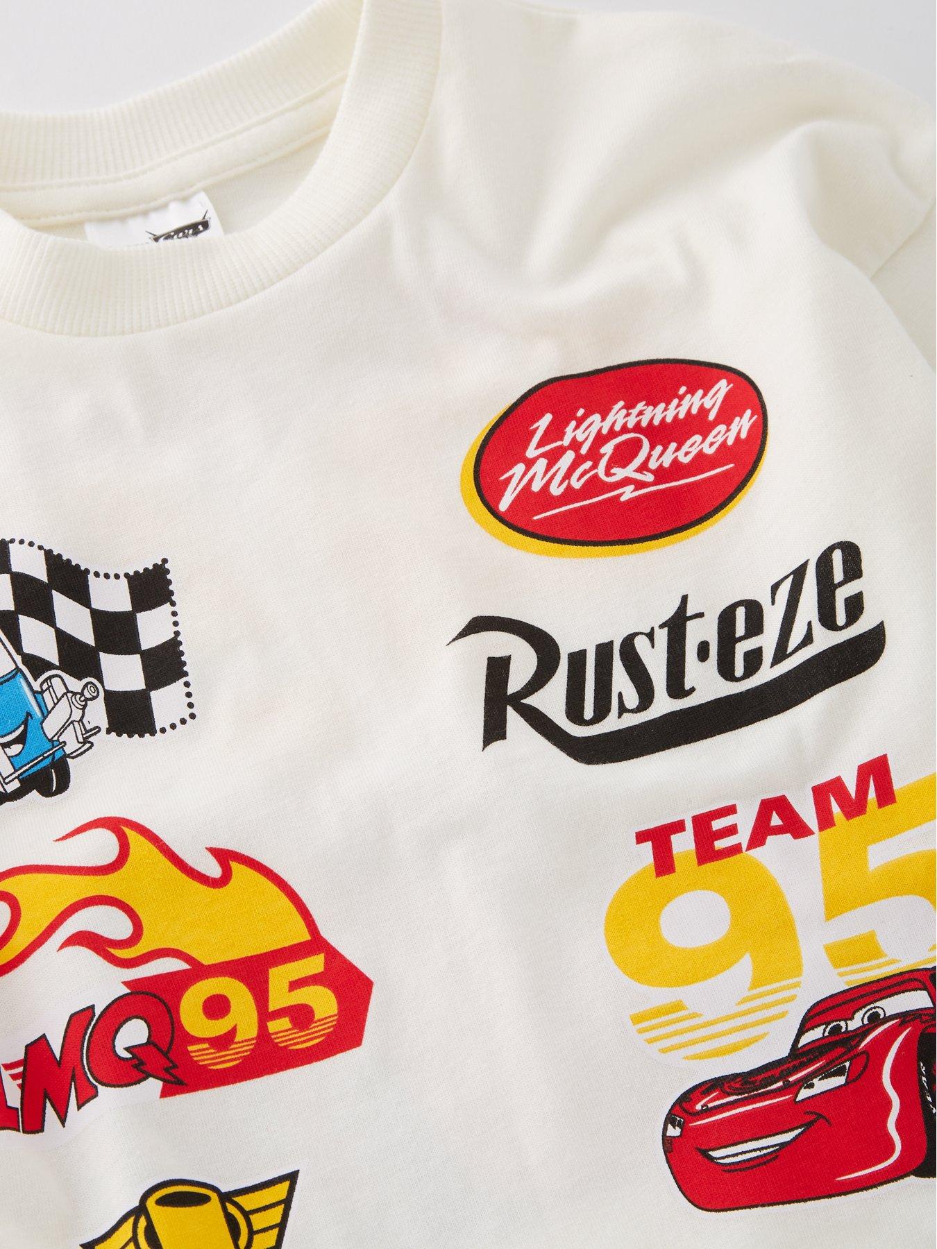 Image 3 of 4 of Disney Cars Lightning Mcqueen Oversized Long Sleeve Tee - White