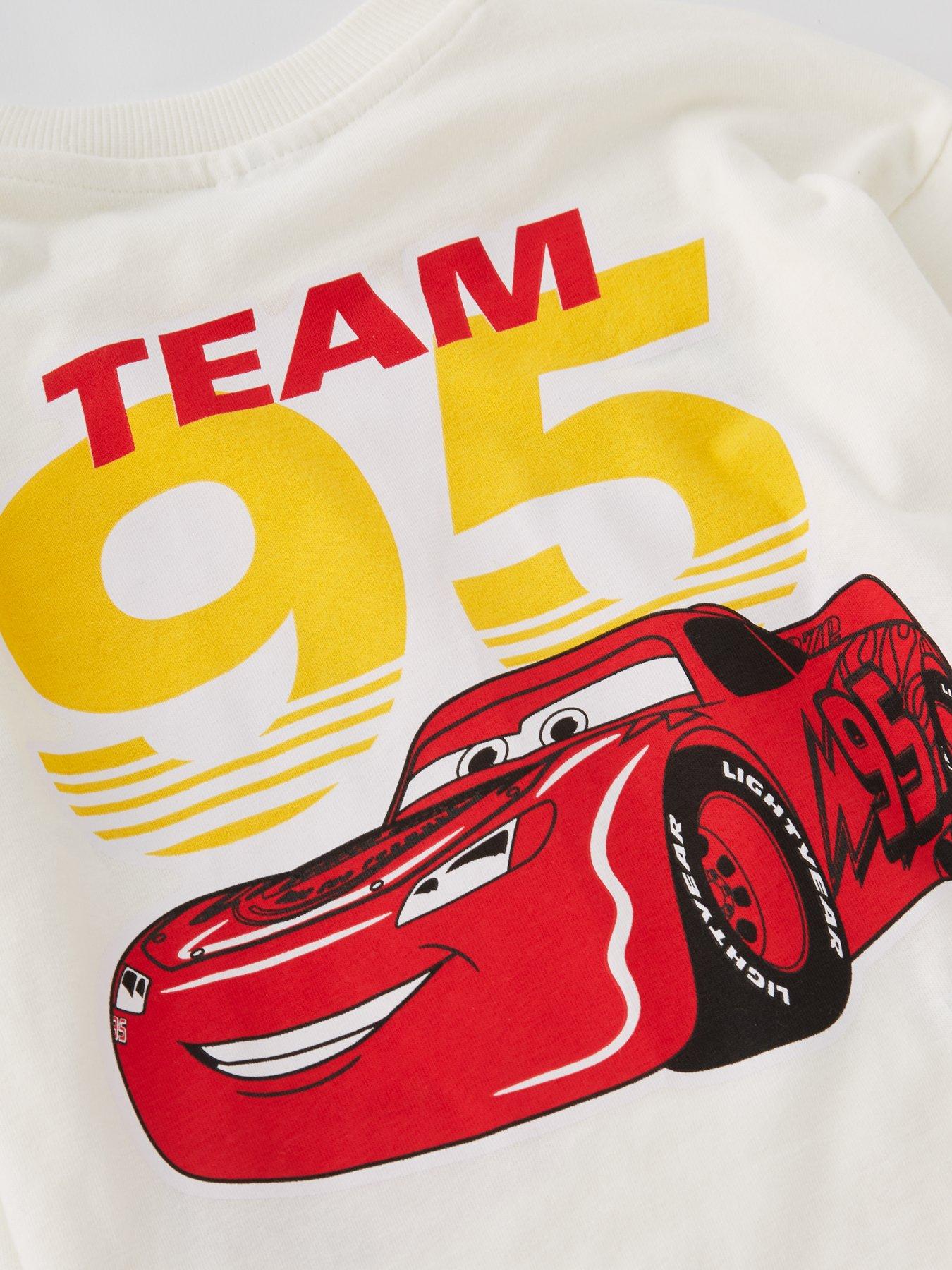 Image 4 of 4 of Disney Cars Lightning Mcqueen Oversized Long Sleeve Tee - White
