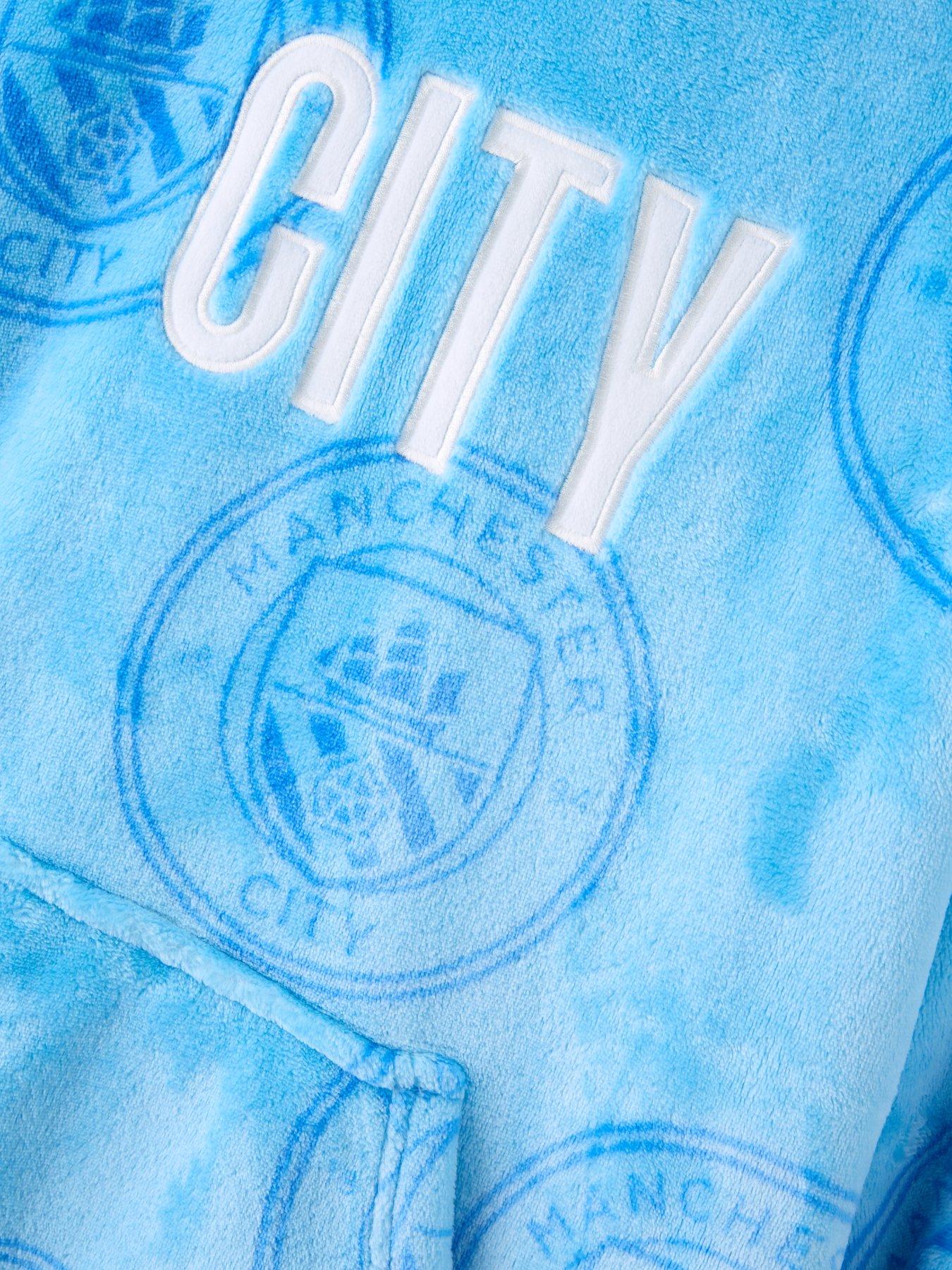 Image 4 of 4 of Manchester City FC Football Fleece Hooded Blanket - Blue