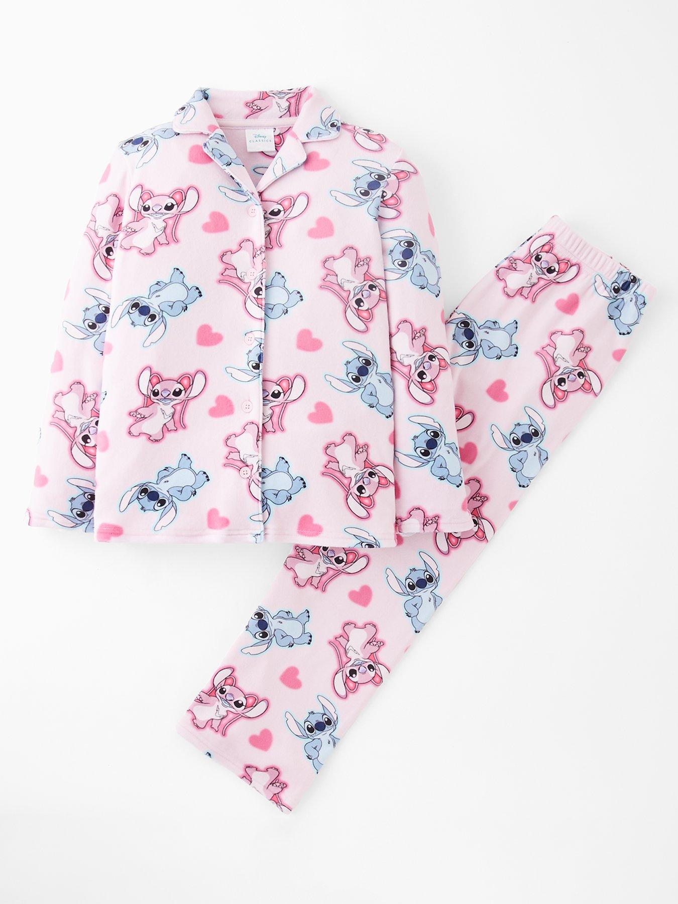 Image 1 of 4 of Disney Lilo & Stitch Disney Lilo &amp; Stitch Button Through Fleece Pyjamas - Pink