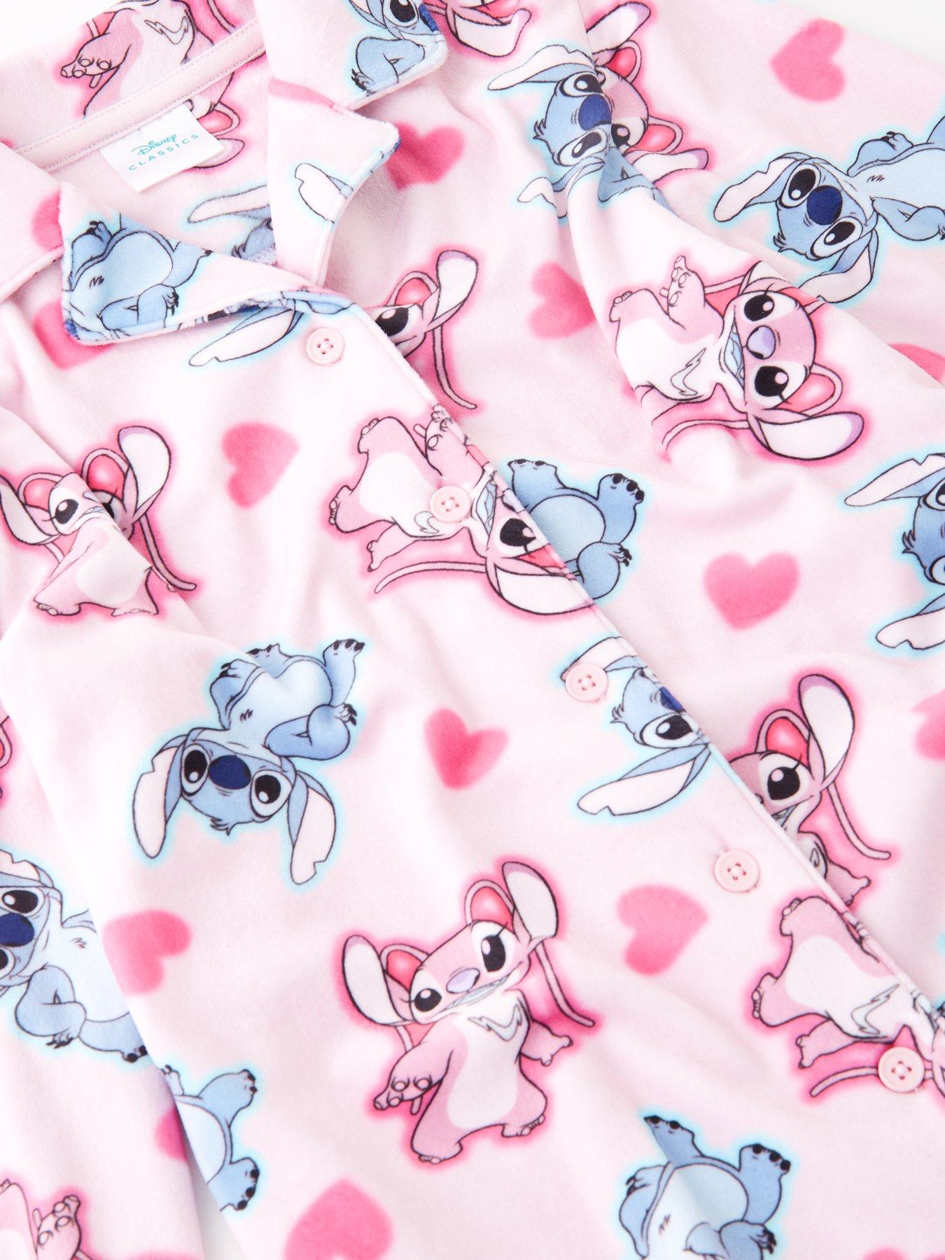 Image 4 of 4 of Disney Lilo & Stitch Disney Lilo &amp; Stitch Button Through Fleece Pyjamas - Pink