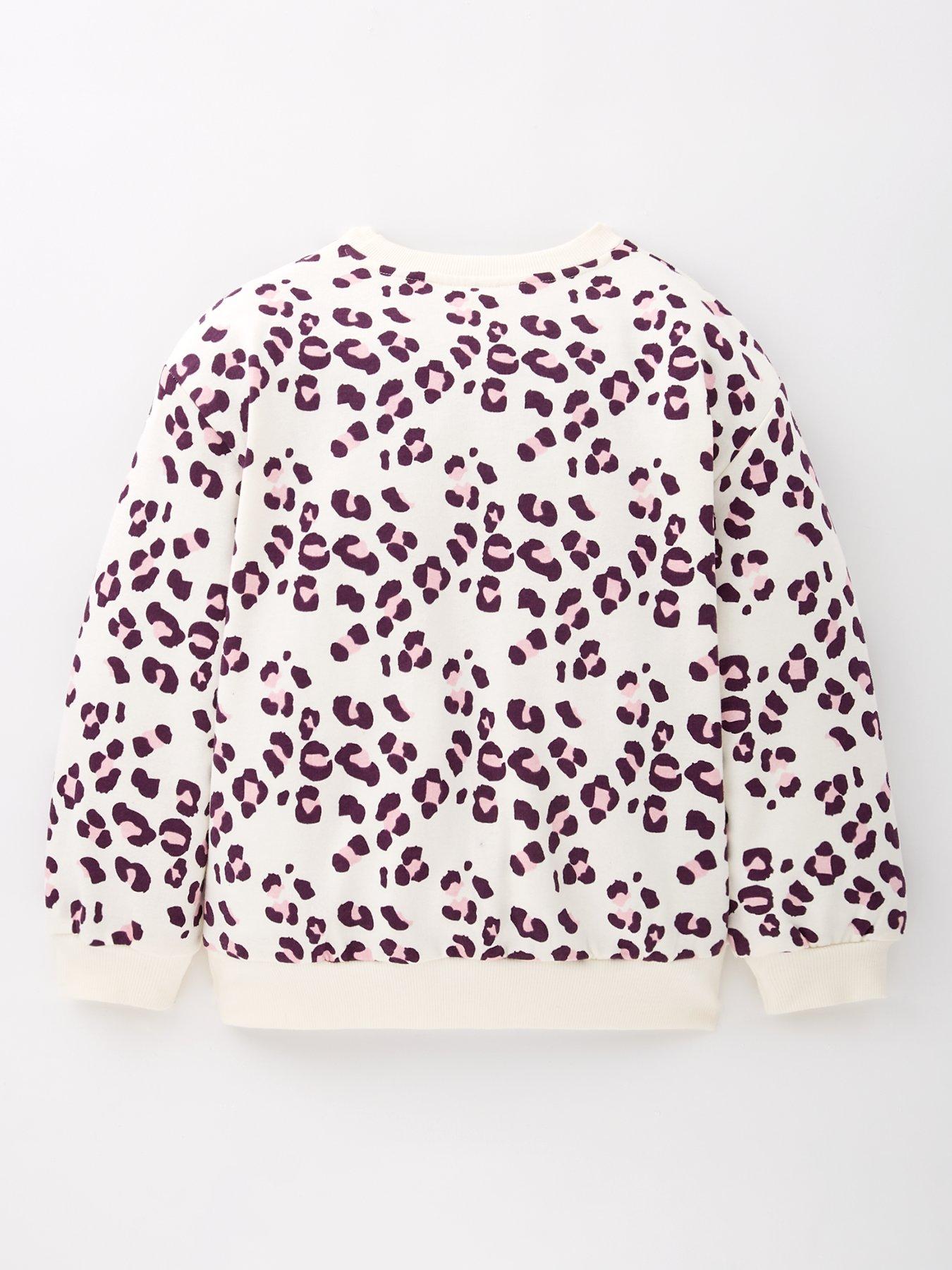 Image 2 of 4 of Disney Lilo & Stitch Disney's Lilo &amp; Stitch Leopard Print Sequin Sweatshirt - Cream
