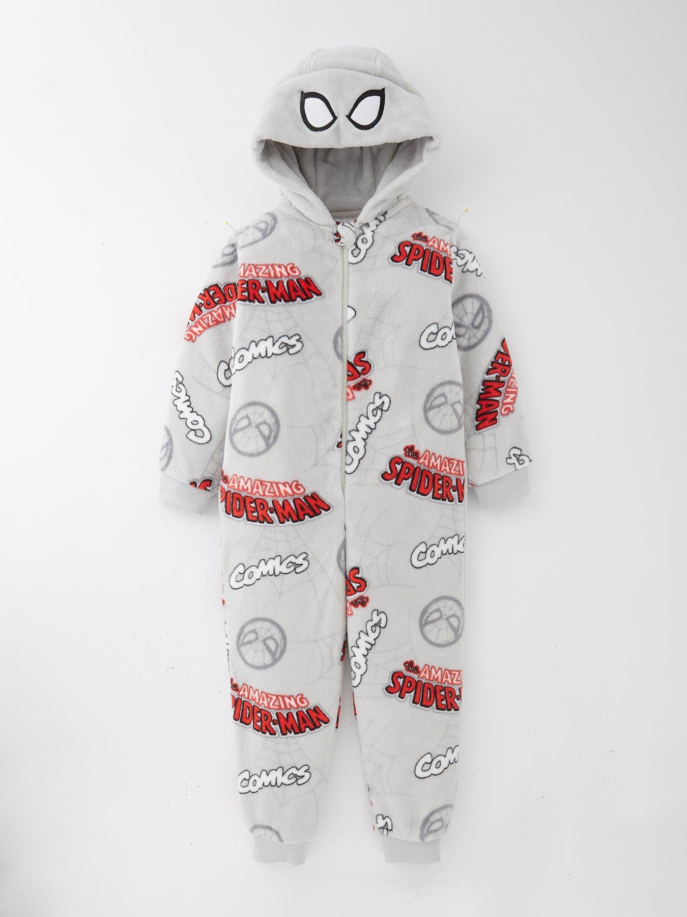 Image 1 of 4 of Spiderman Comics Fleece All In One - Grey