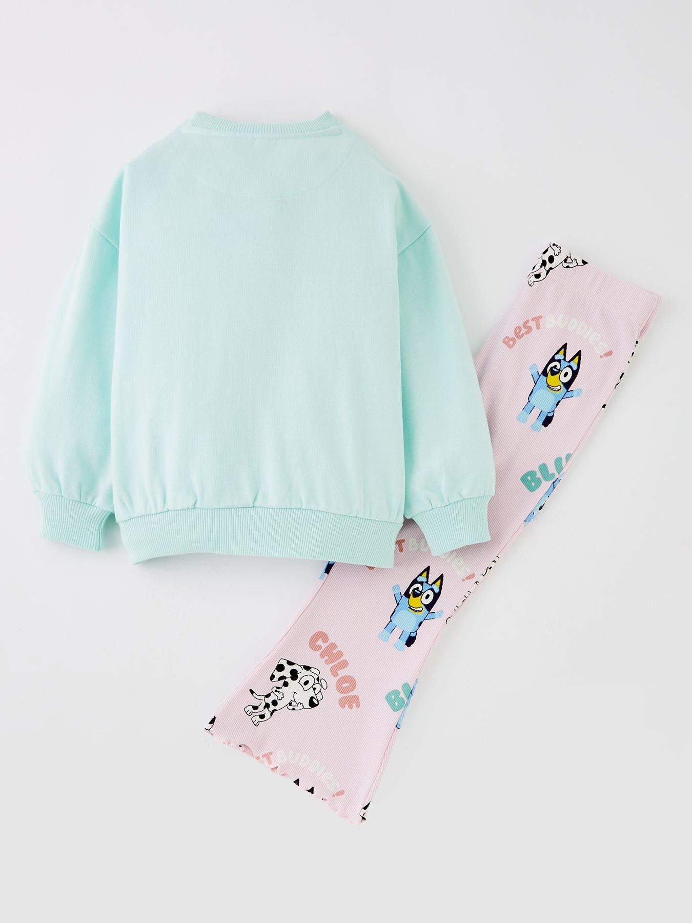 Image 2 of 4 of Bluey Sweatshirt And Rib Leggings Set - Green