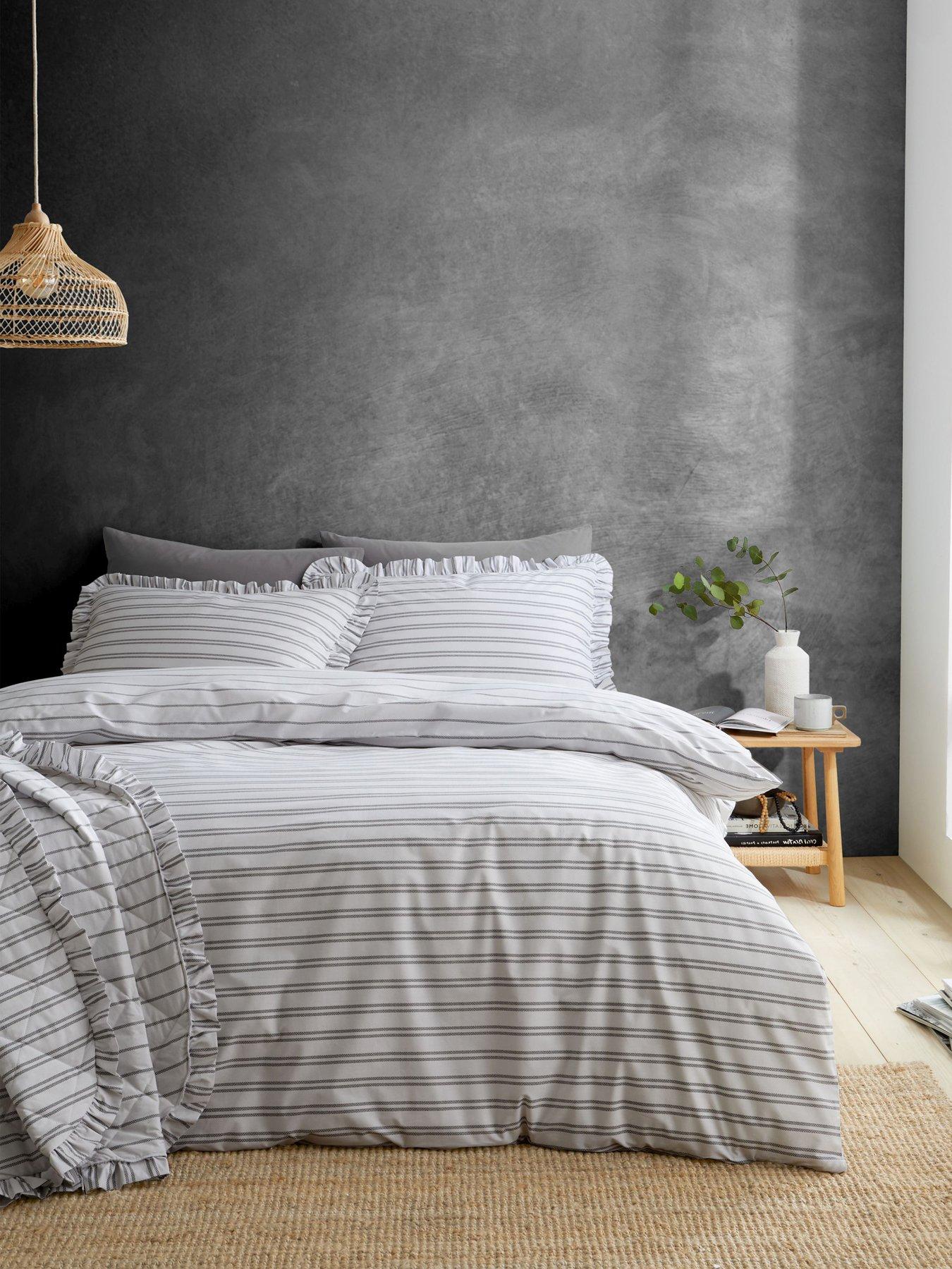undefined Frill Stripe 100% Cotton Duvet Set