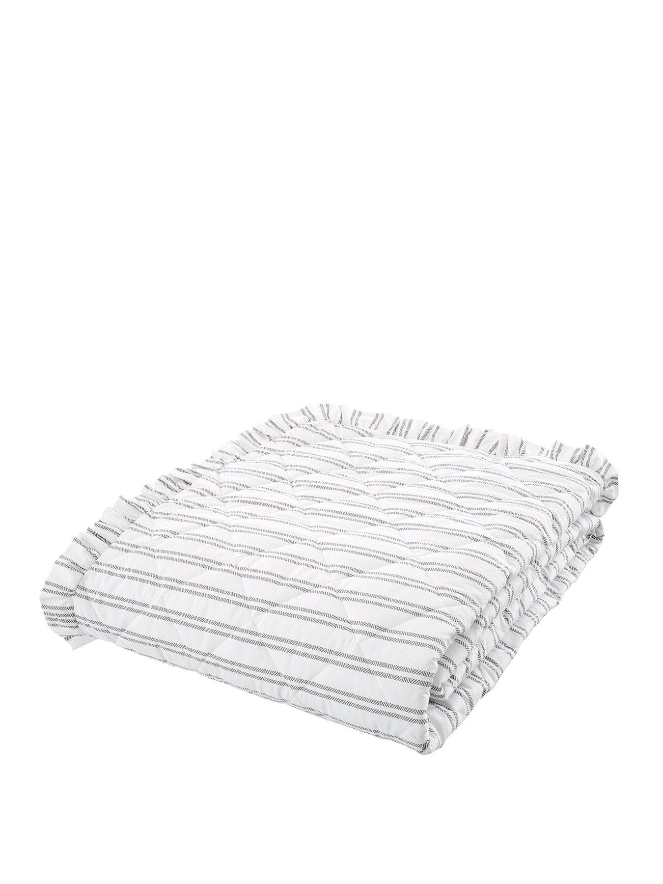 Image 2 of 3 of Style Sisters Frill Stripe 100% Cotton Bedspread 220 x 230cm