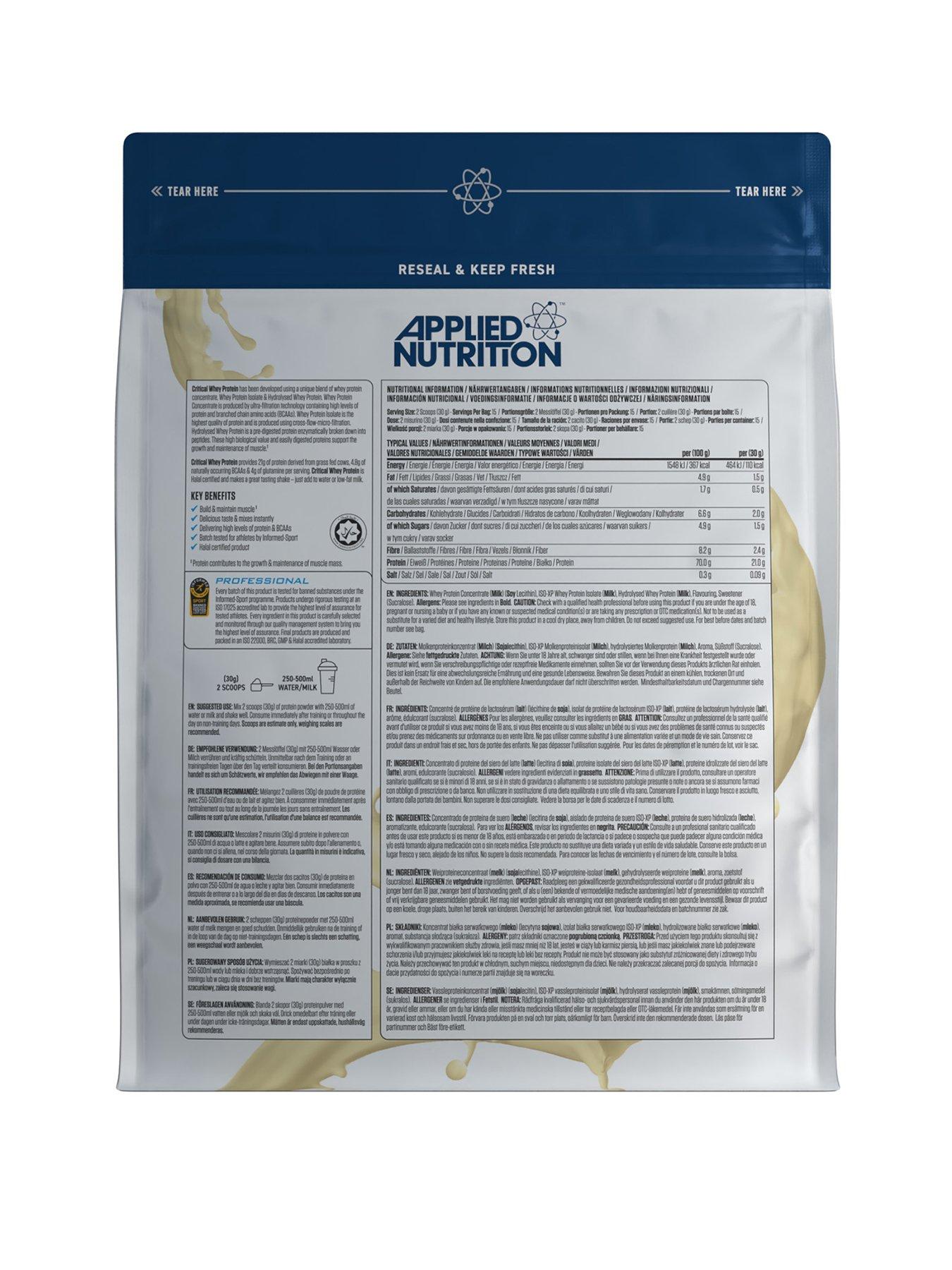 Image 2 of 2 of Applied Nutrition Critical Whey Protein 450g - 15 Servings - Vanilla Ice Cream