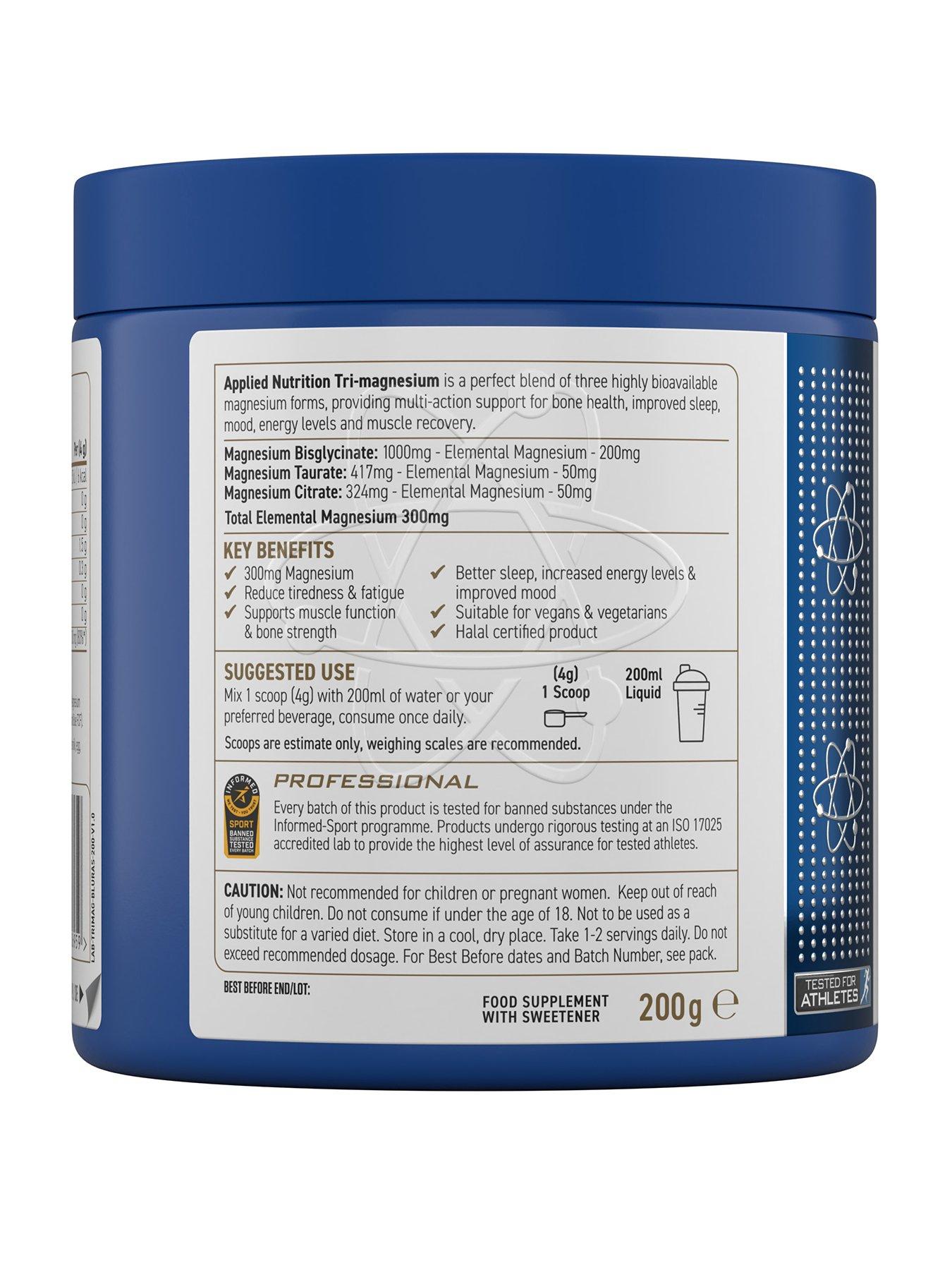 Image 2 of 3 of Applied Nutrition Tri Magnesium 200g - 50 Servings - Blue Raspberry Flavour