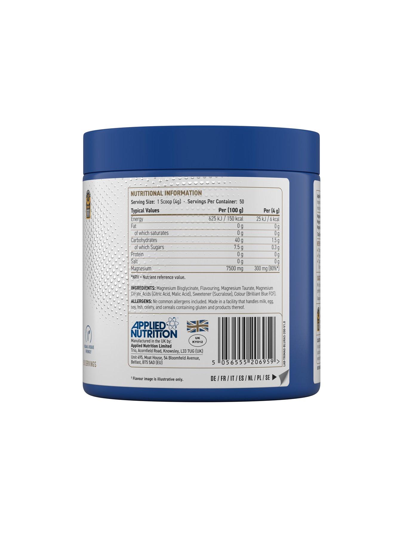 Image 3 of 3 of Applied Nutrition Tri Magnesium 200g - 50 Servings - Blue Raspberry Flavour
