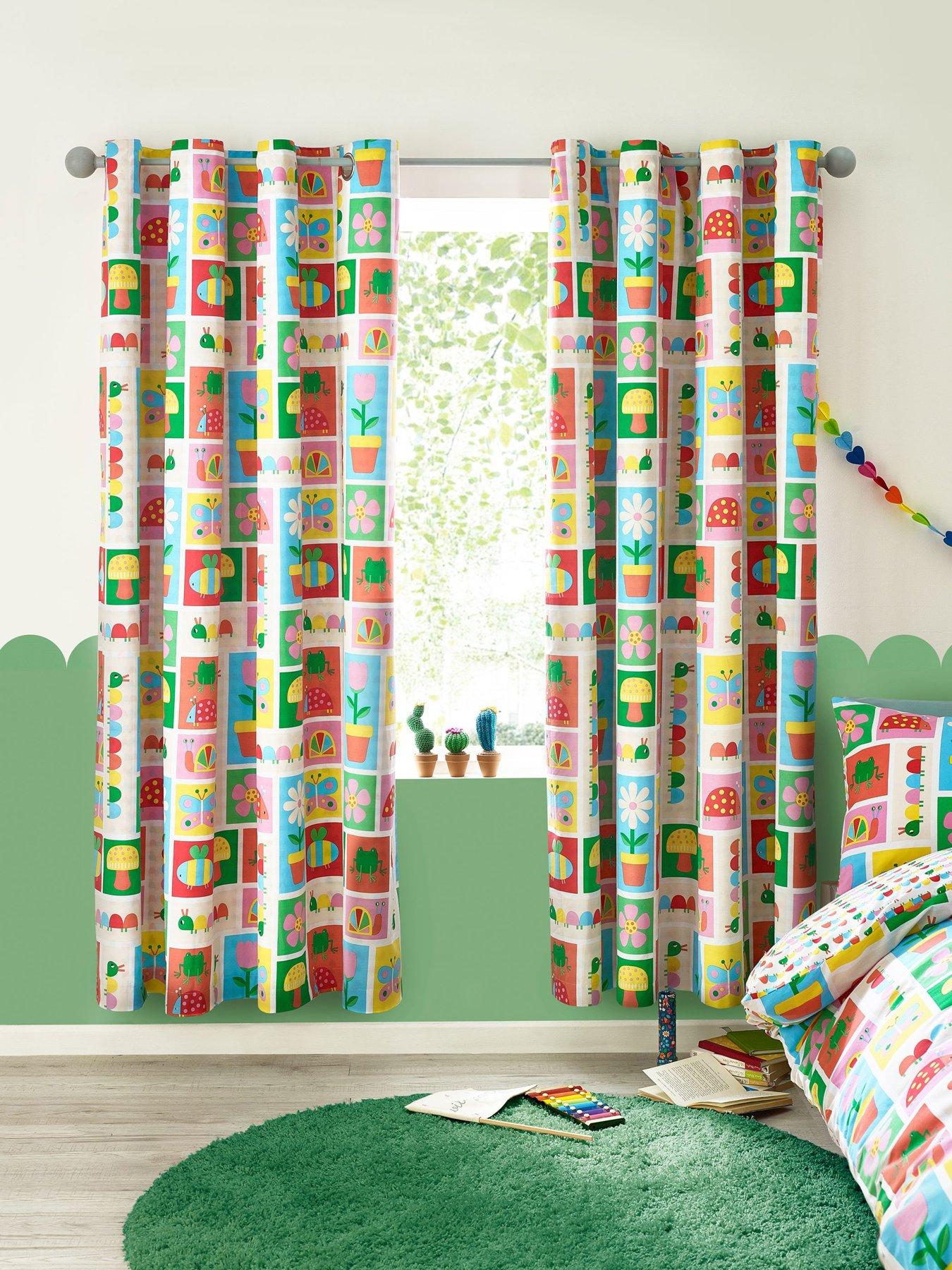Image 1 of 4 of Catherine Lansfield Curious Caterpillar Reversible Eyelet Curtains