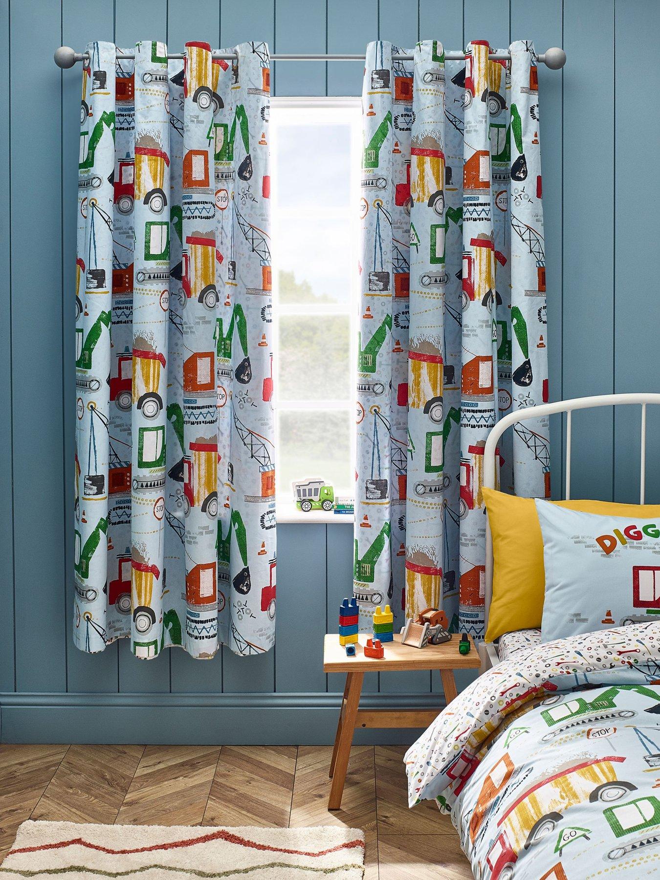 undefined Digger Dreams Eyelet Curtains W168xD183cm(W66xD72inches)
