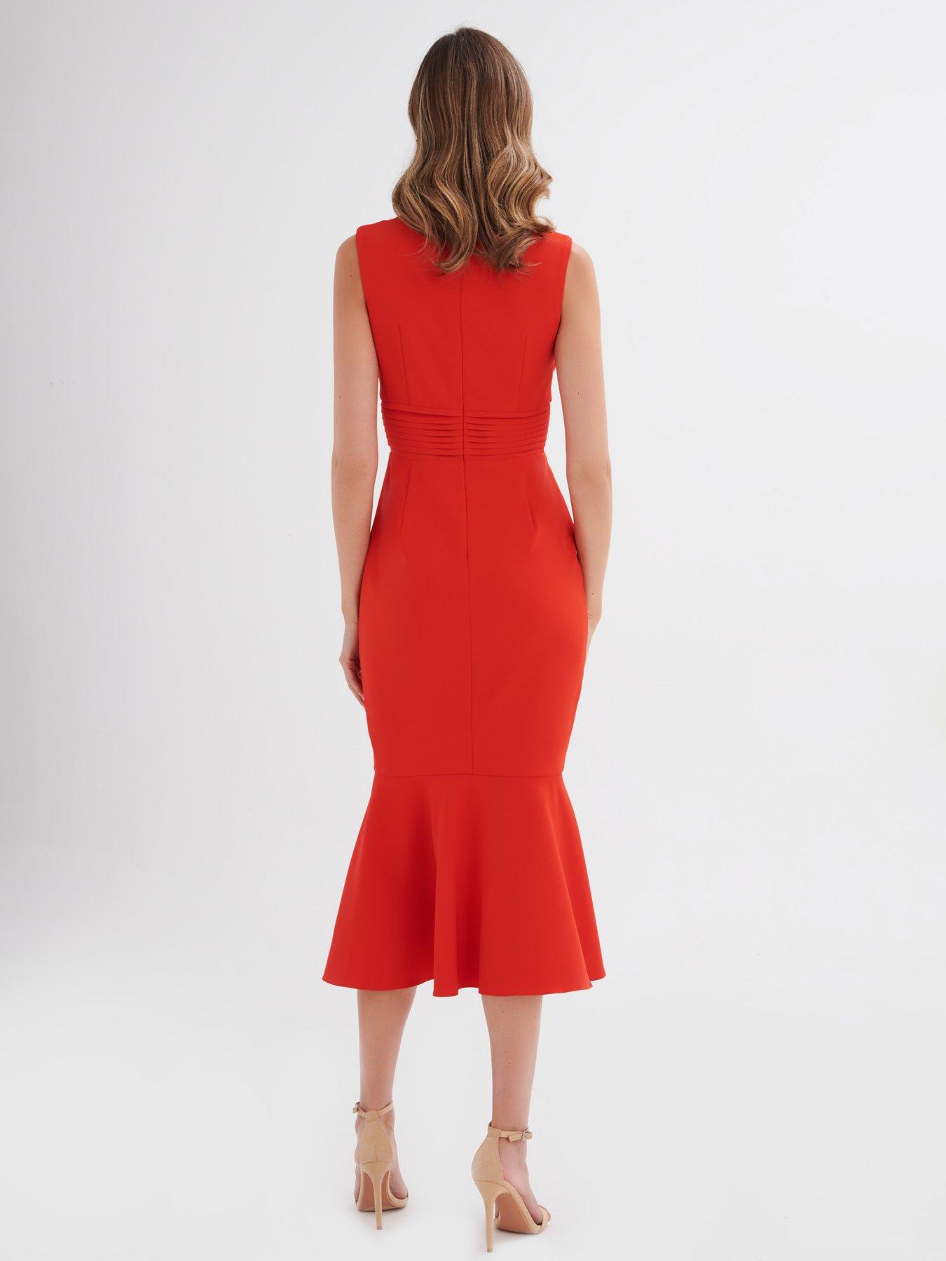 lavish alice red dress KATIE One Shoulder Cape Sleeve Mini Dress in Red