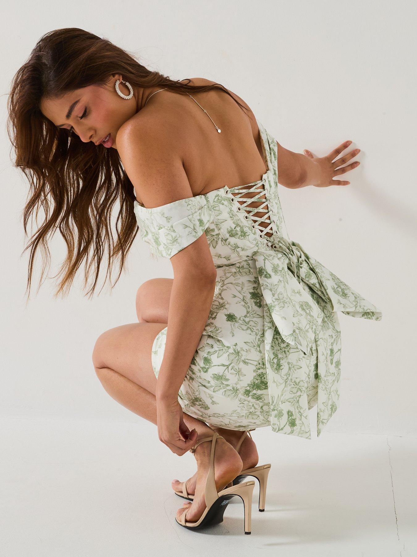 green lavish alice dress Lavish Alice obi belted halterneck midi dress in green