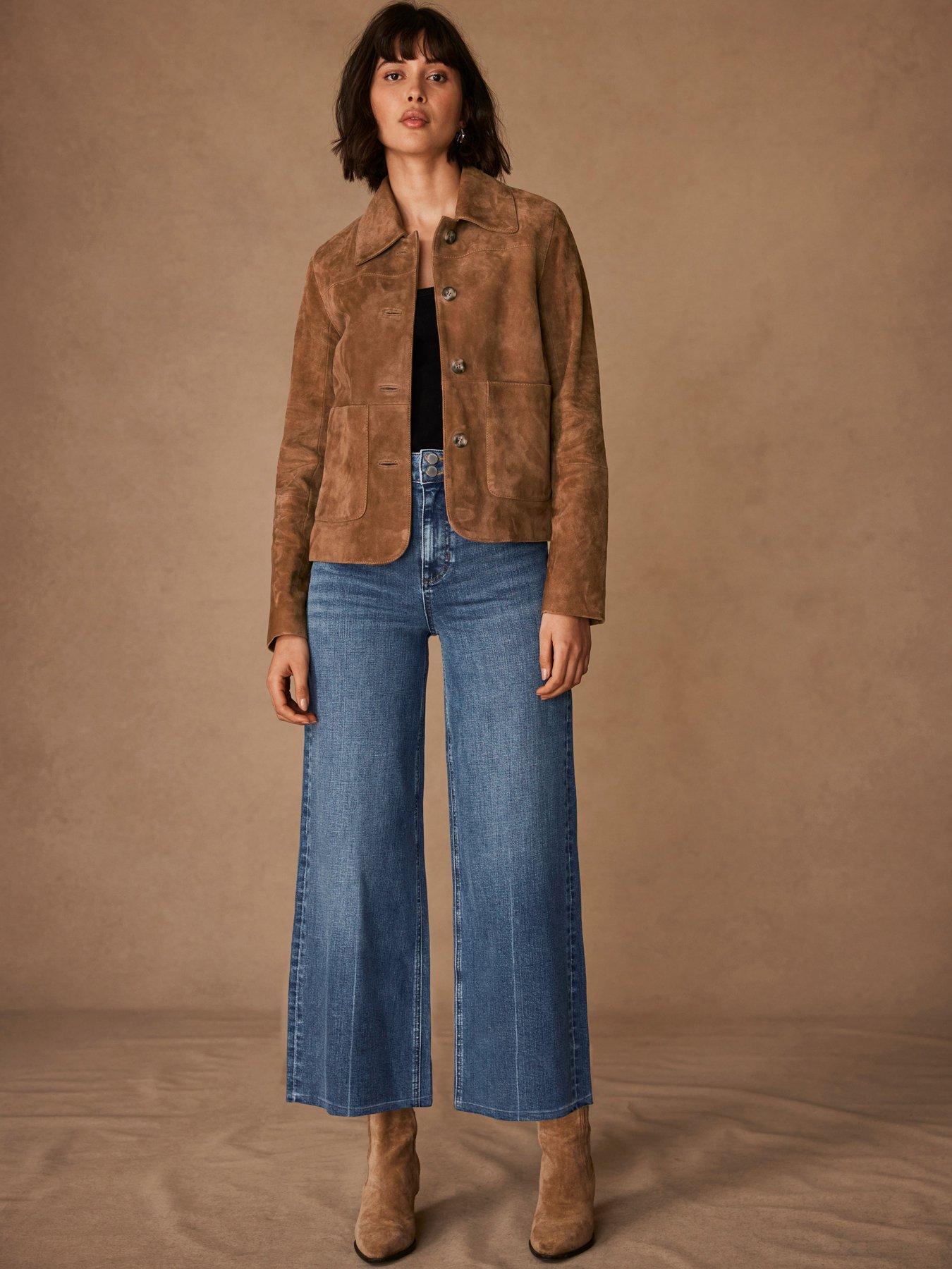 undefined Indigo Culotte Crop Wide Jean - Blue