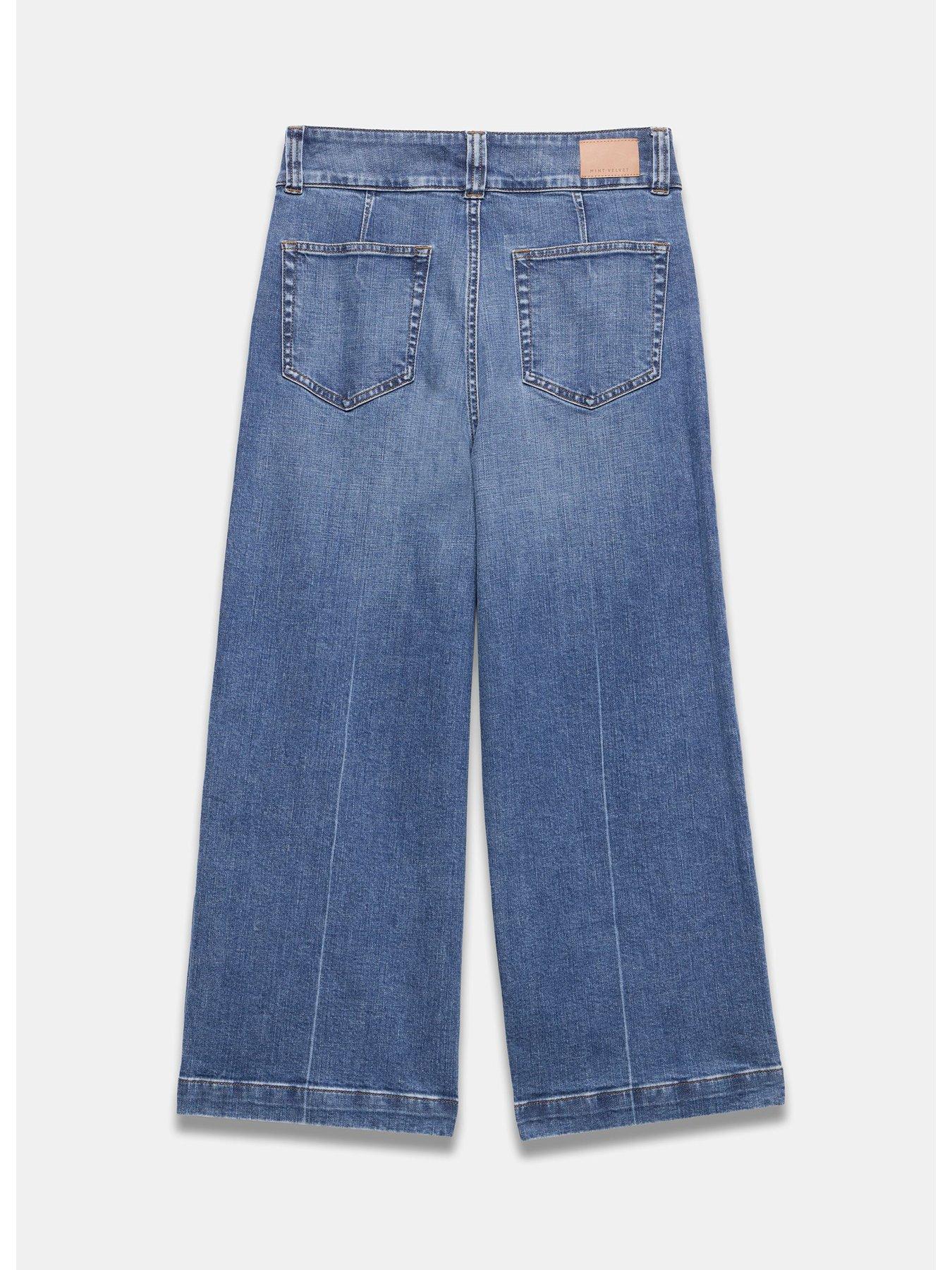 Image 3 of 3 of Mint Velvet Indigo Culotte Crop Wide Jean - Blue