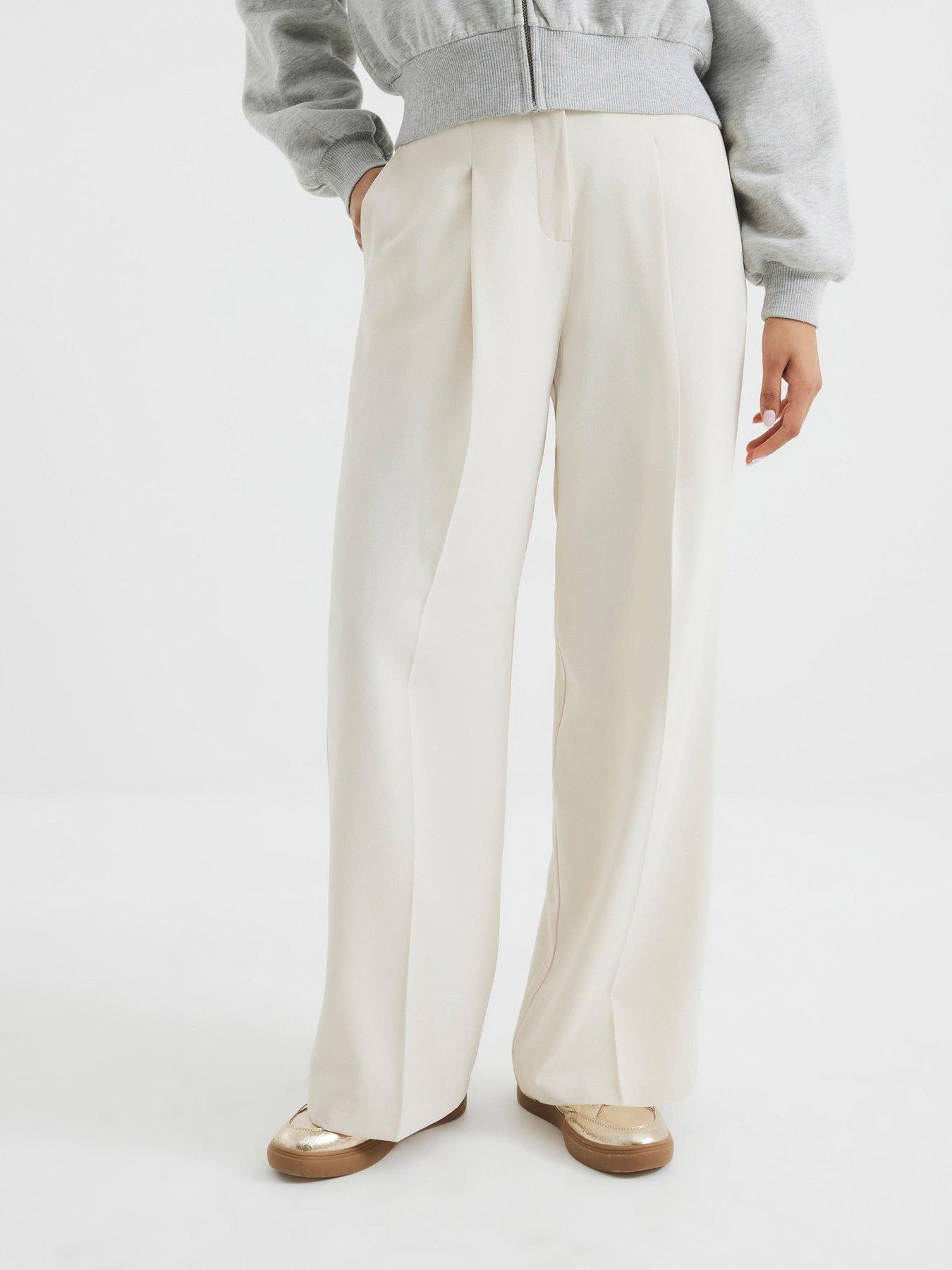 undefined Wide Leg Trousers - Cream