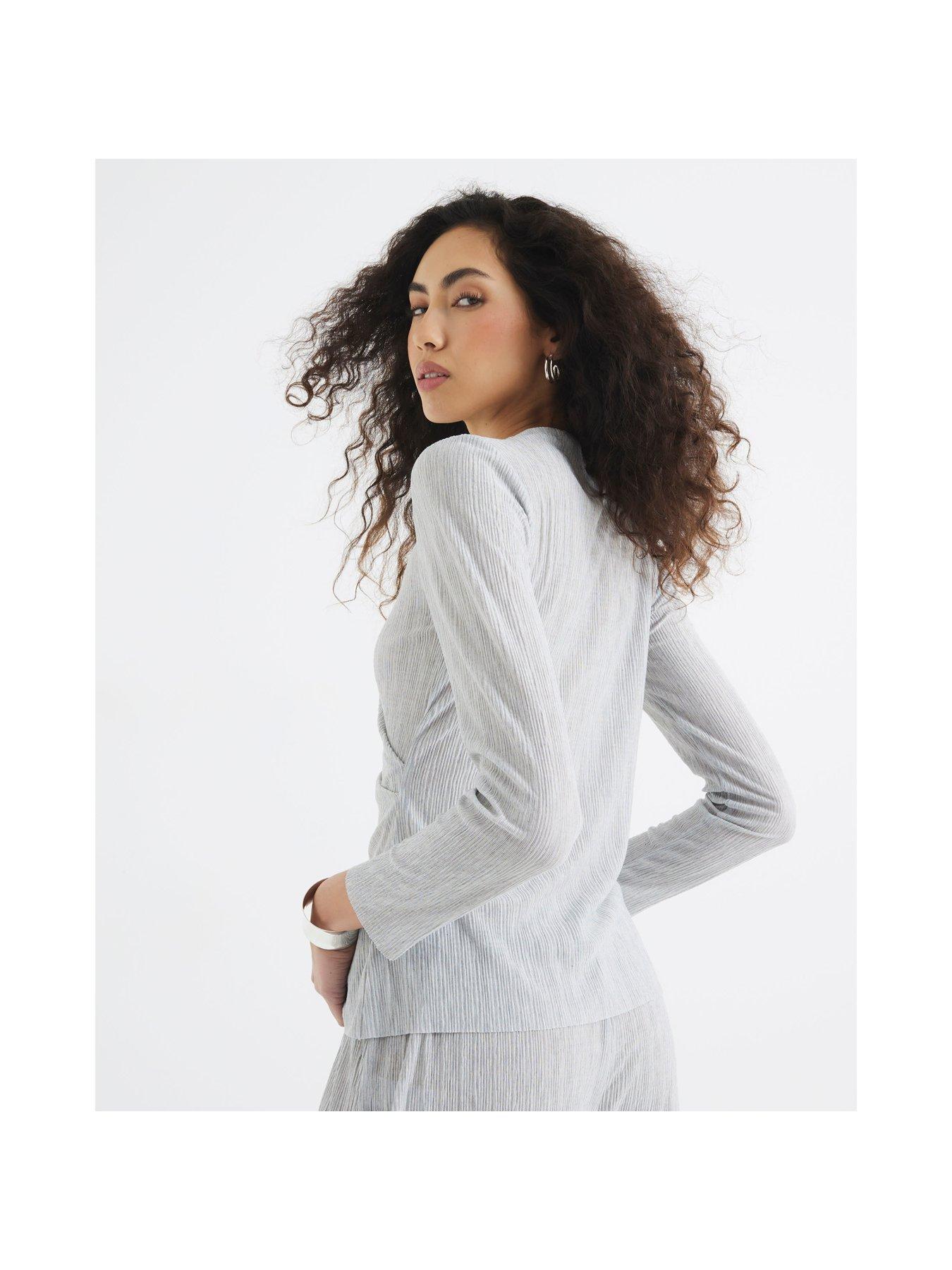 Image 2 of 5 of River Island Drape Asymmetric Top Set - Light Grey