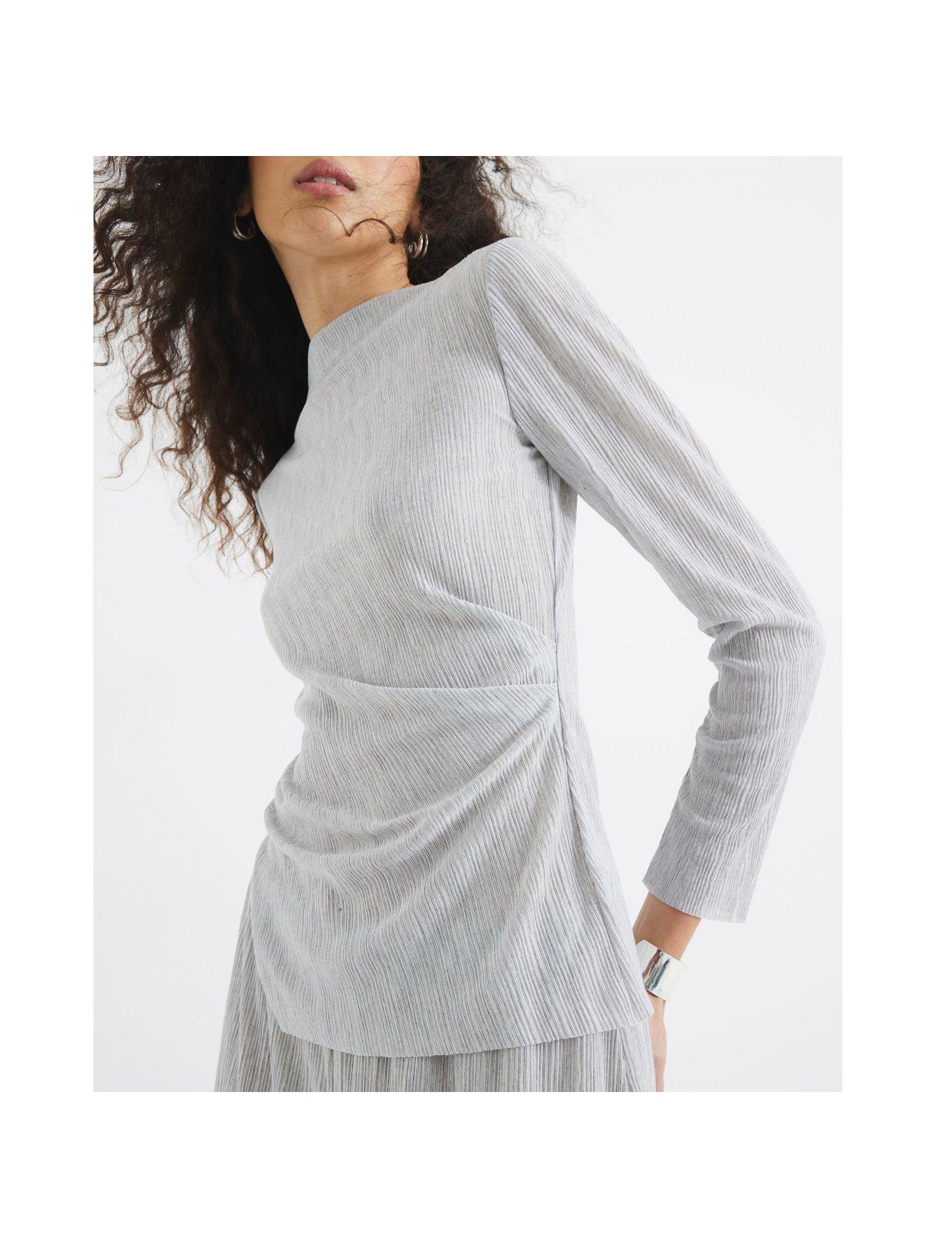 Image 3 of 5 of River Island Drape Asymmetric Top Set - Light Grey